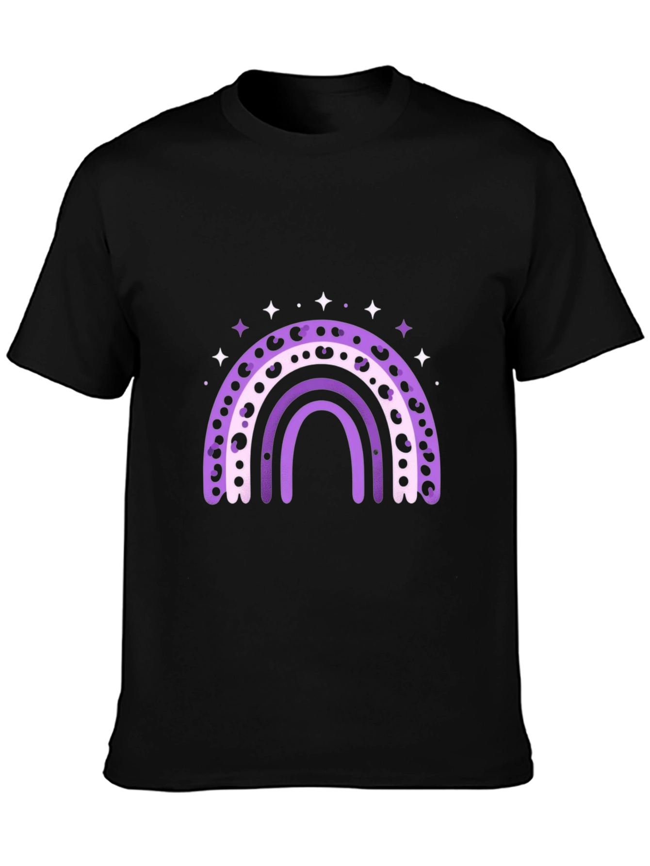Stylish Rainbow Graphic Tee - Black
