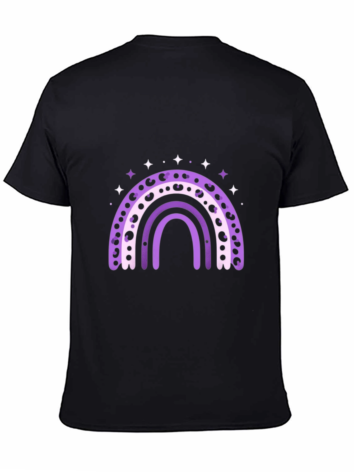 Stylish Rainbow Graphic Tee - Black