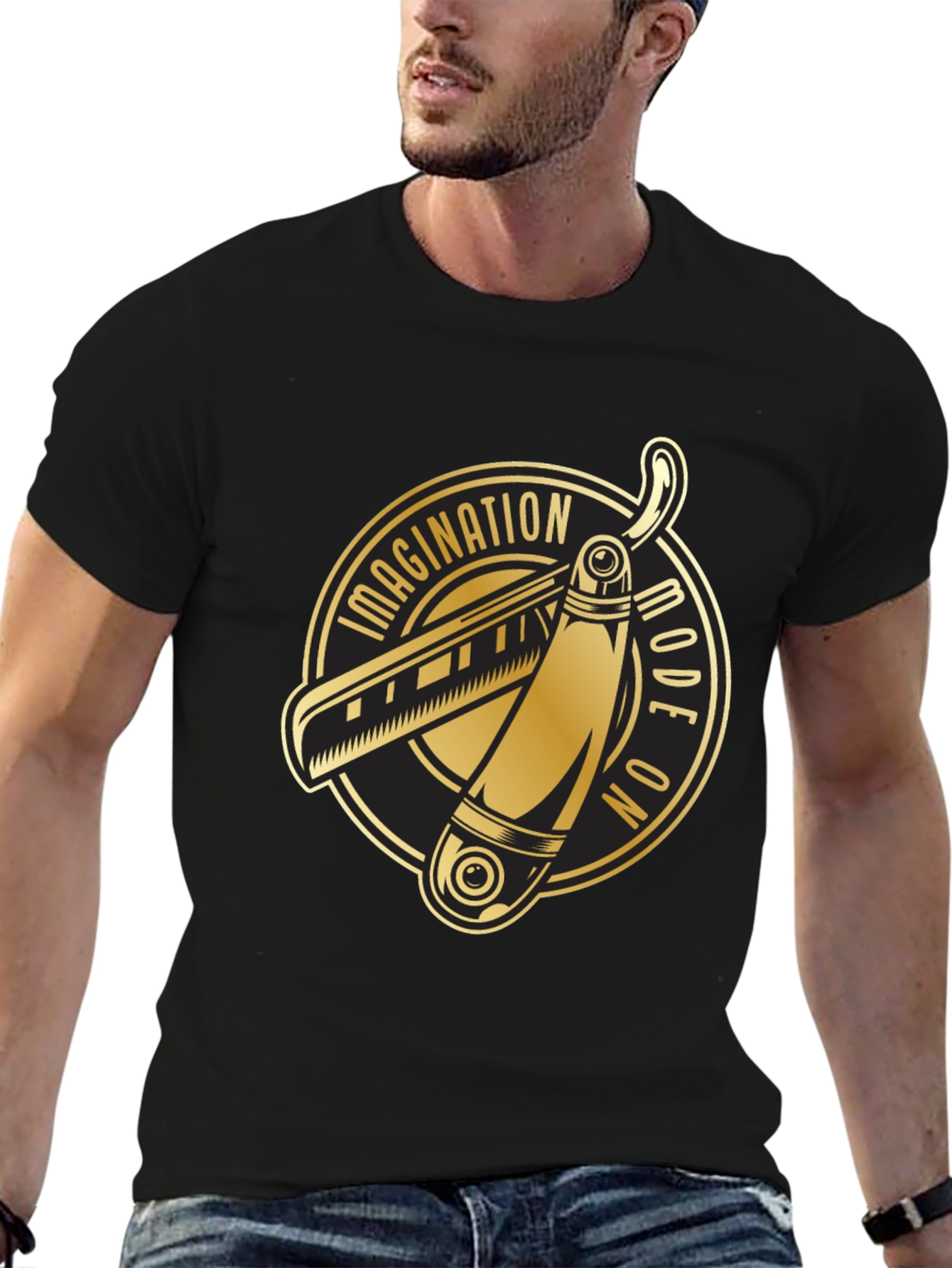 Imagination Mode On Straight Razor Graphic T-Shirt