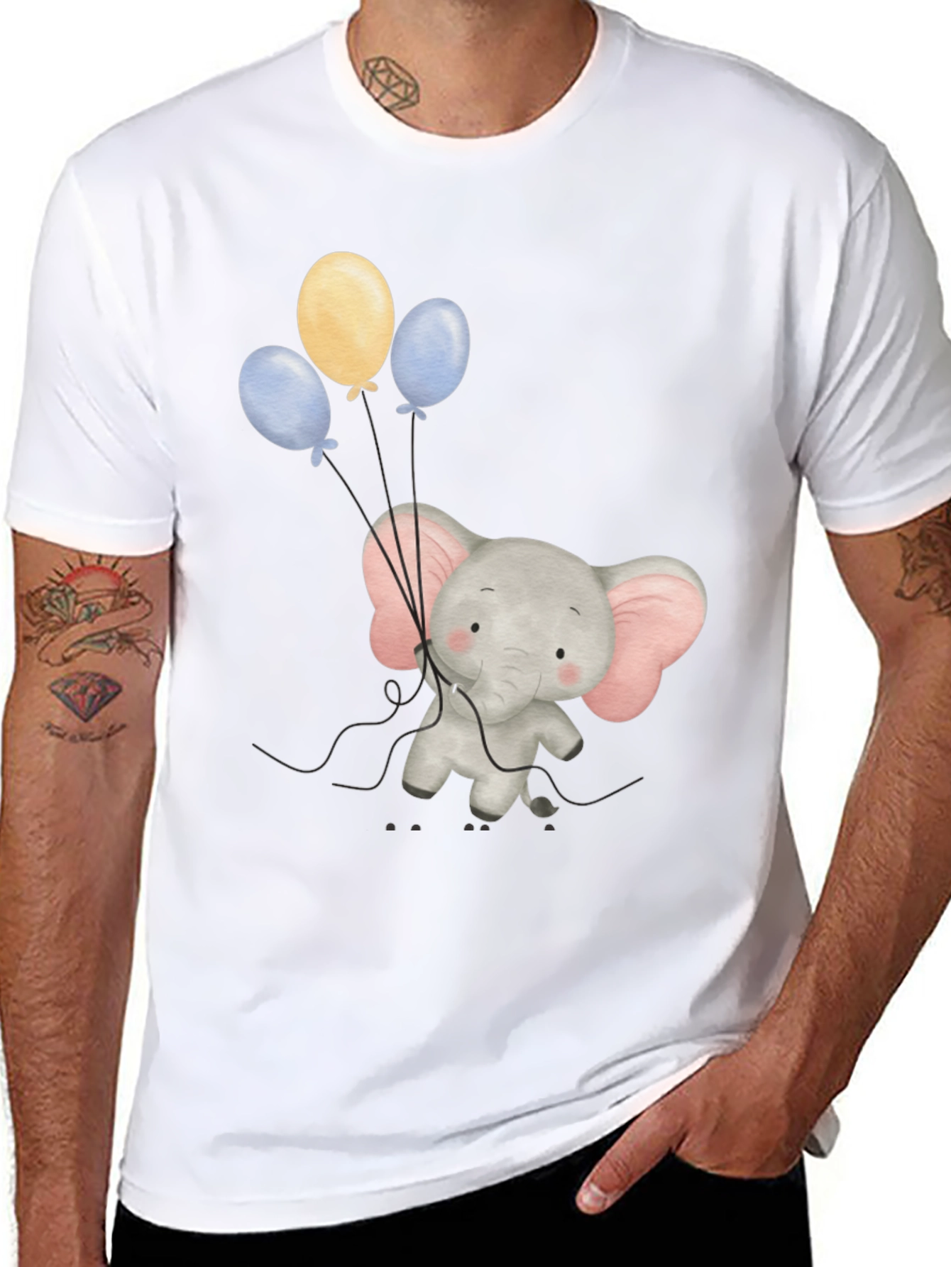 Elephant Balloons Graphic Tee - Soft Cotton Comfort