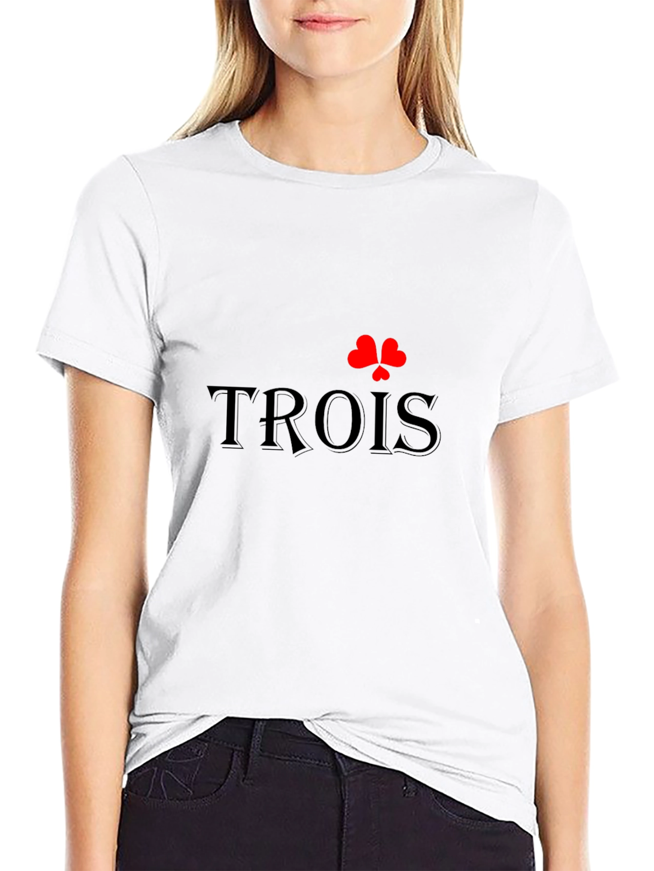 Stylish Black T-Shirt with Trois Clover Design
