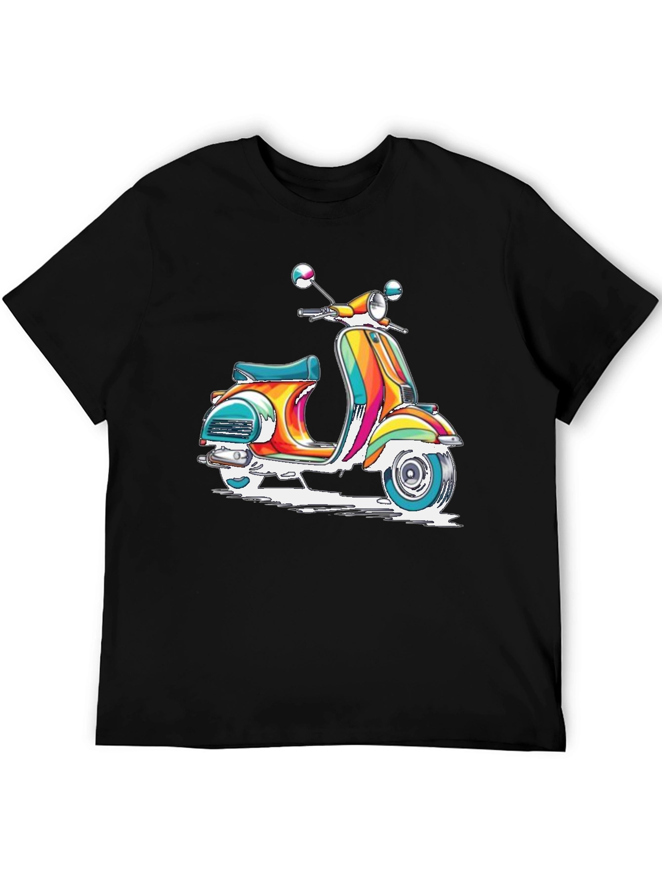 Retro Scooter Graphic Tee - Vivid Black T-Shirt