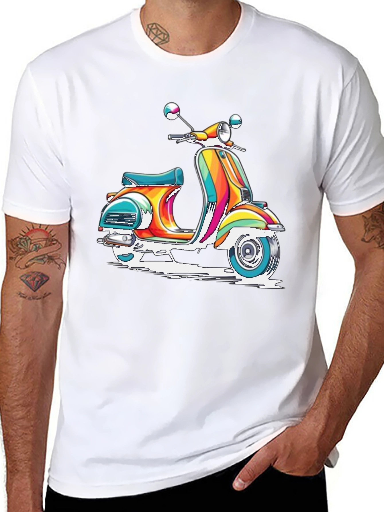 Retro Scooter Graphic Tee - Vivid Black T-Shirt