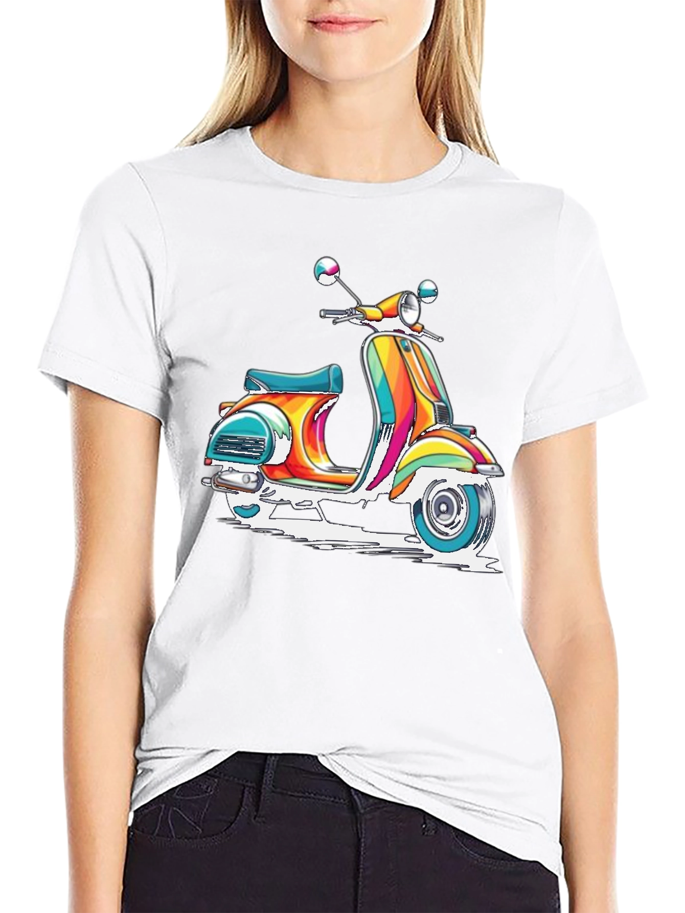 Retro Scooter Graphic Tee - Vivid Black T-Shirt