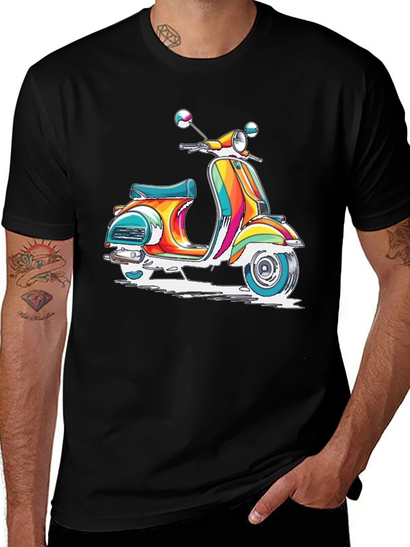 Retro Scooter Graphic Tee - Vivid Black T-Shirt
