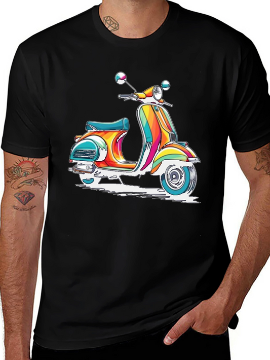 Retro Scooter Graphic Tee - Vivid Black T-Shirt