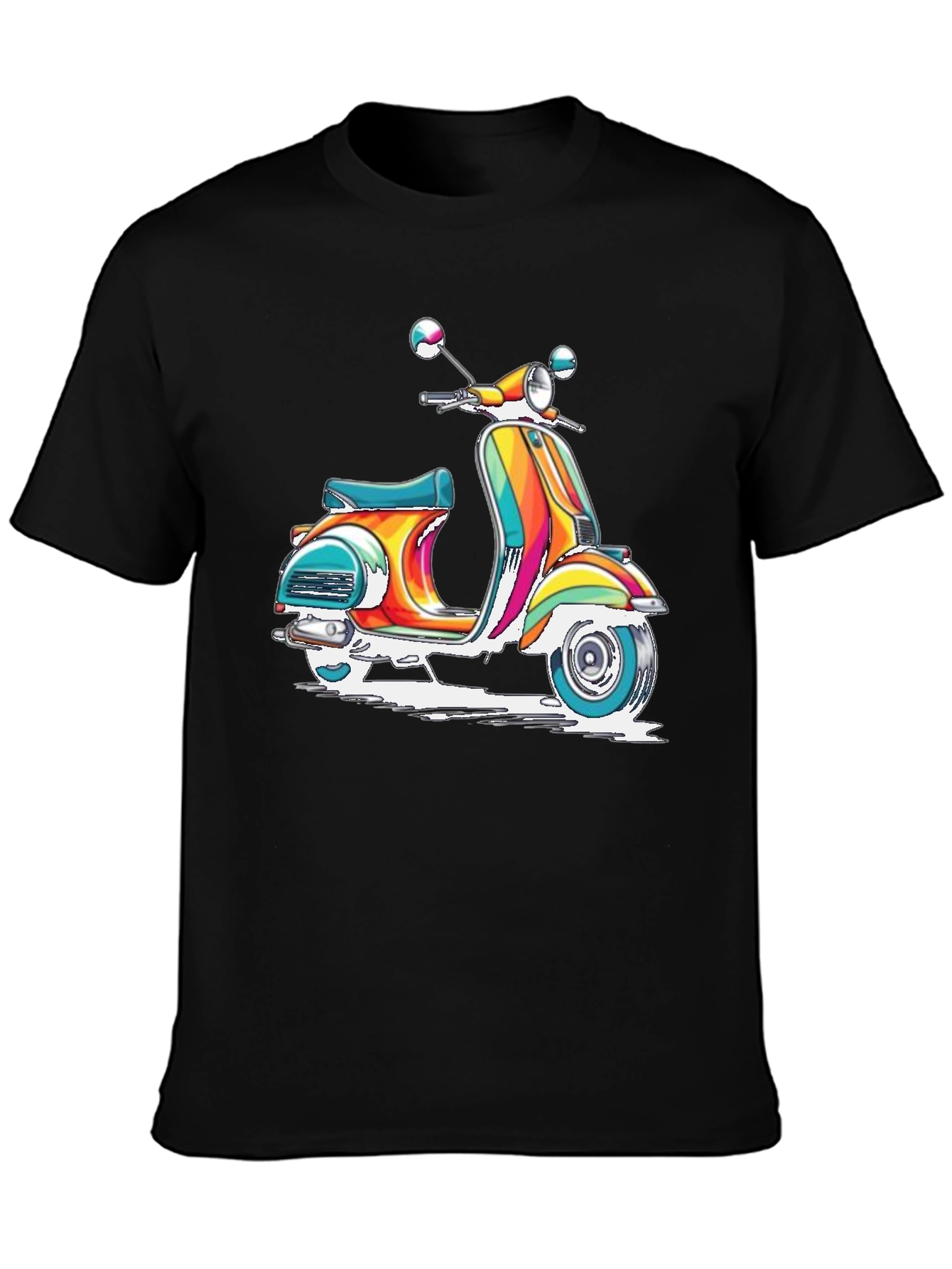 Retro Scooter Graphic Tee - Vivid Black T-Shirt