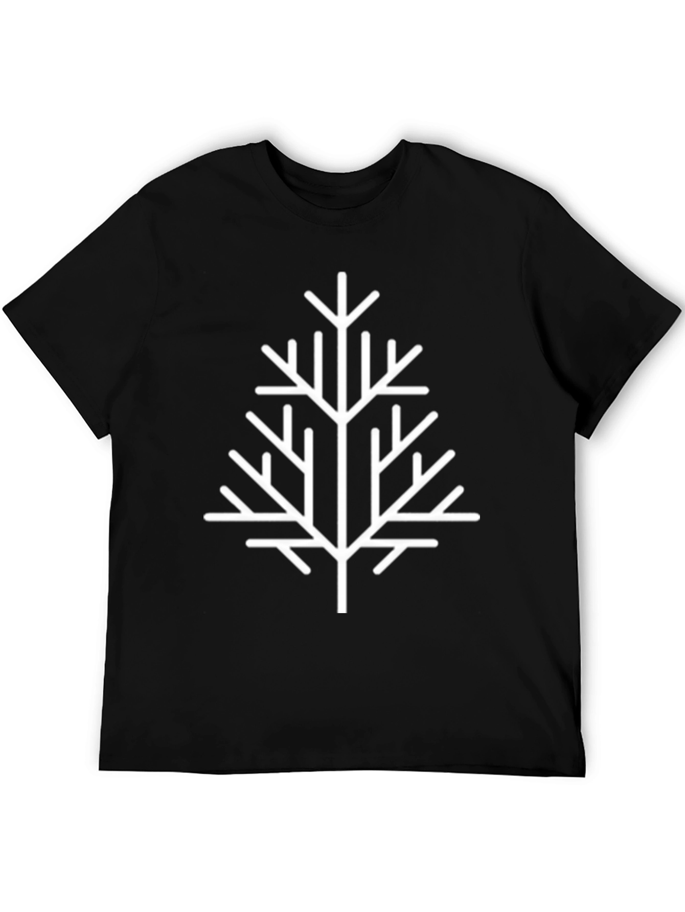 Modern Geometric Tree Graphic Tee - Black