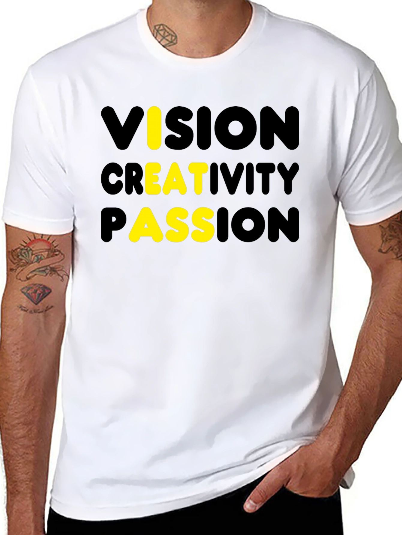 Vision Creativity Passion Mens Black T-Shirt