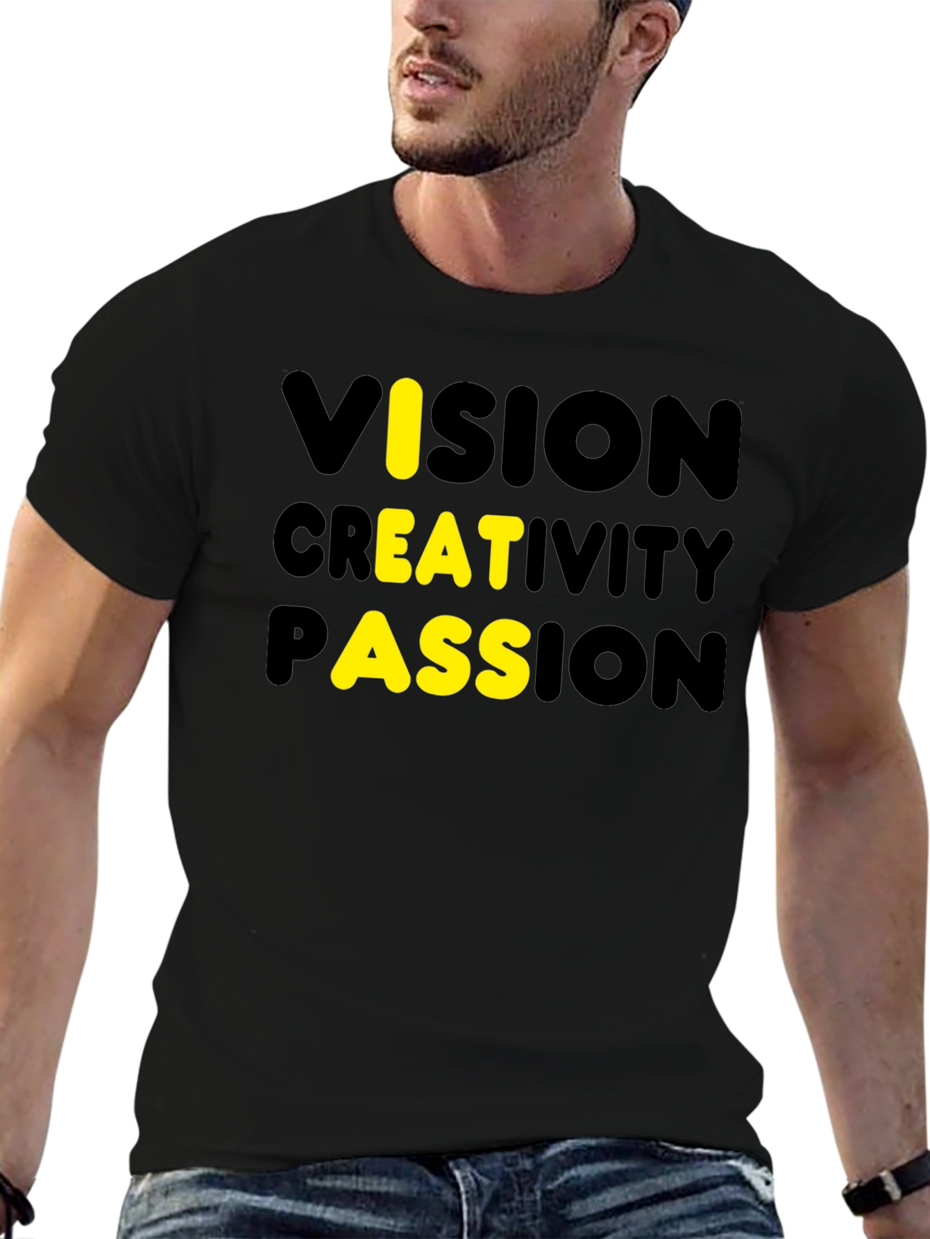 Vision Creativity Passion Mens Black T-Shirt
