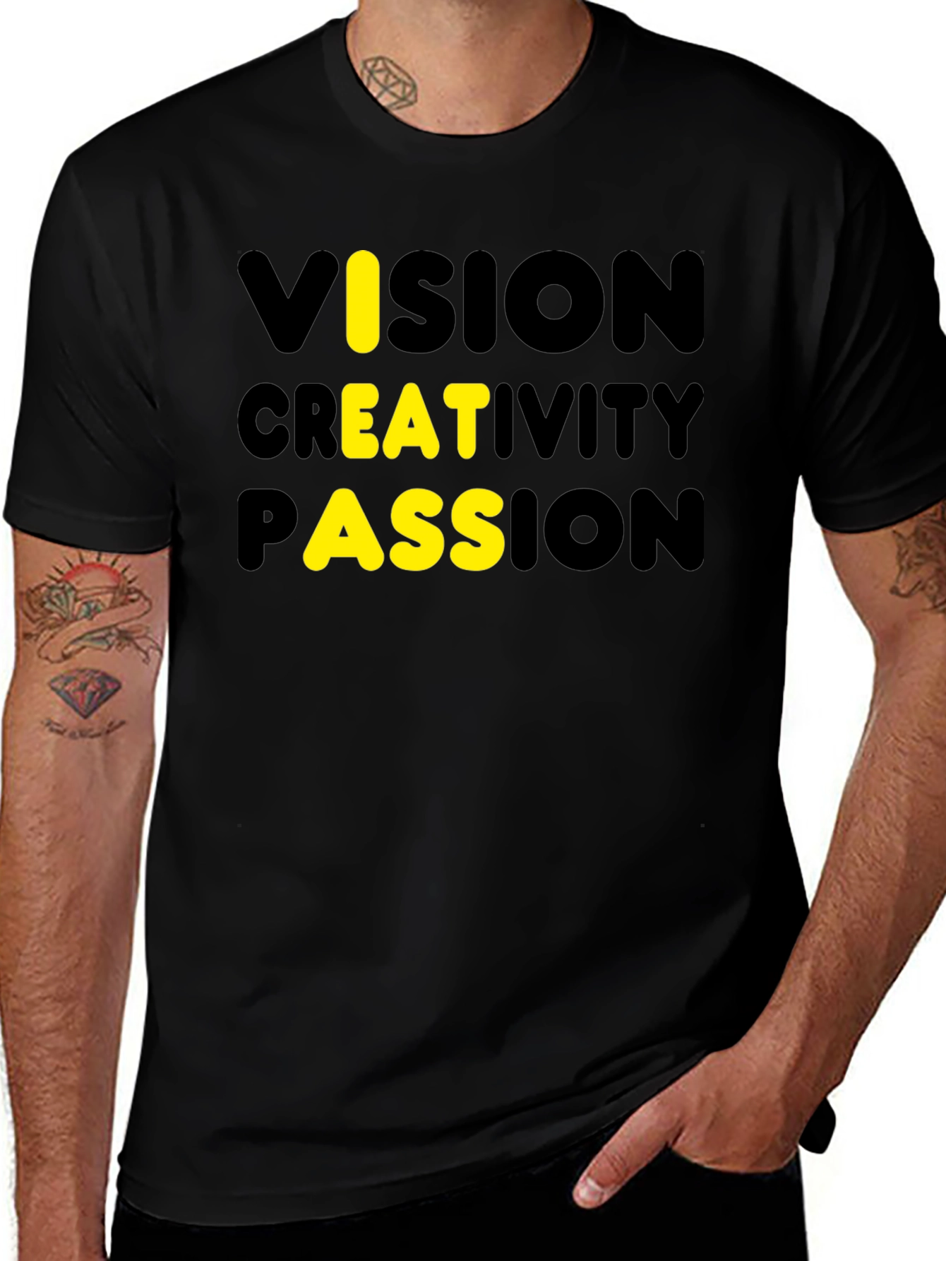 Vision Creativity Passion Mens Black T-Shirt