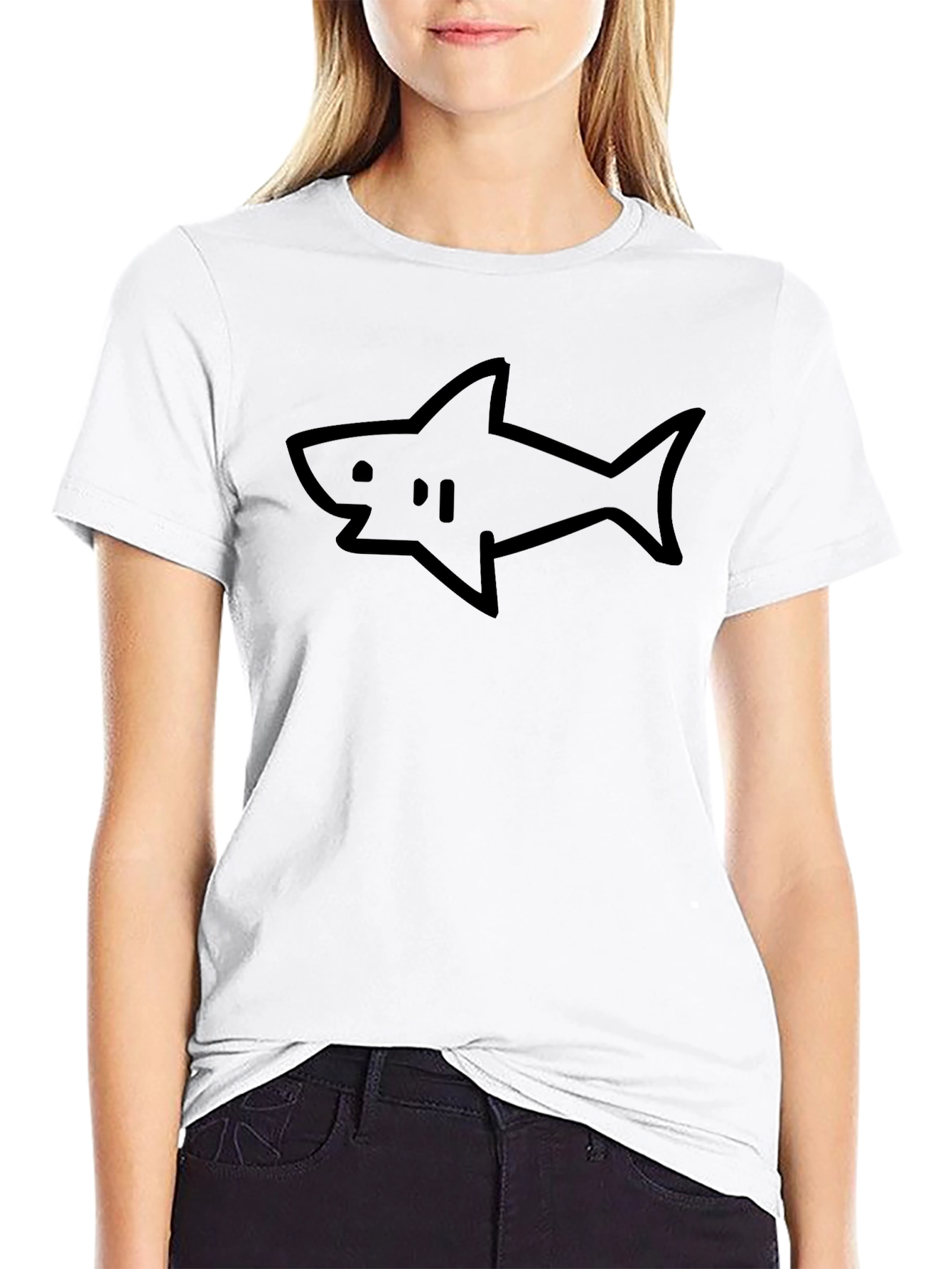 Shark Graphic Black Cotton Tee