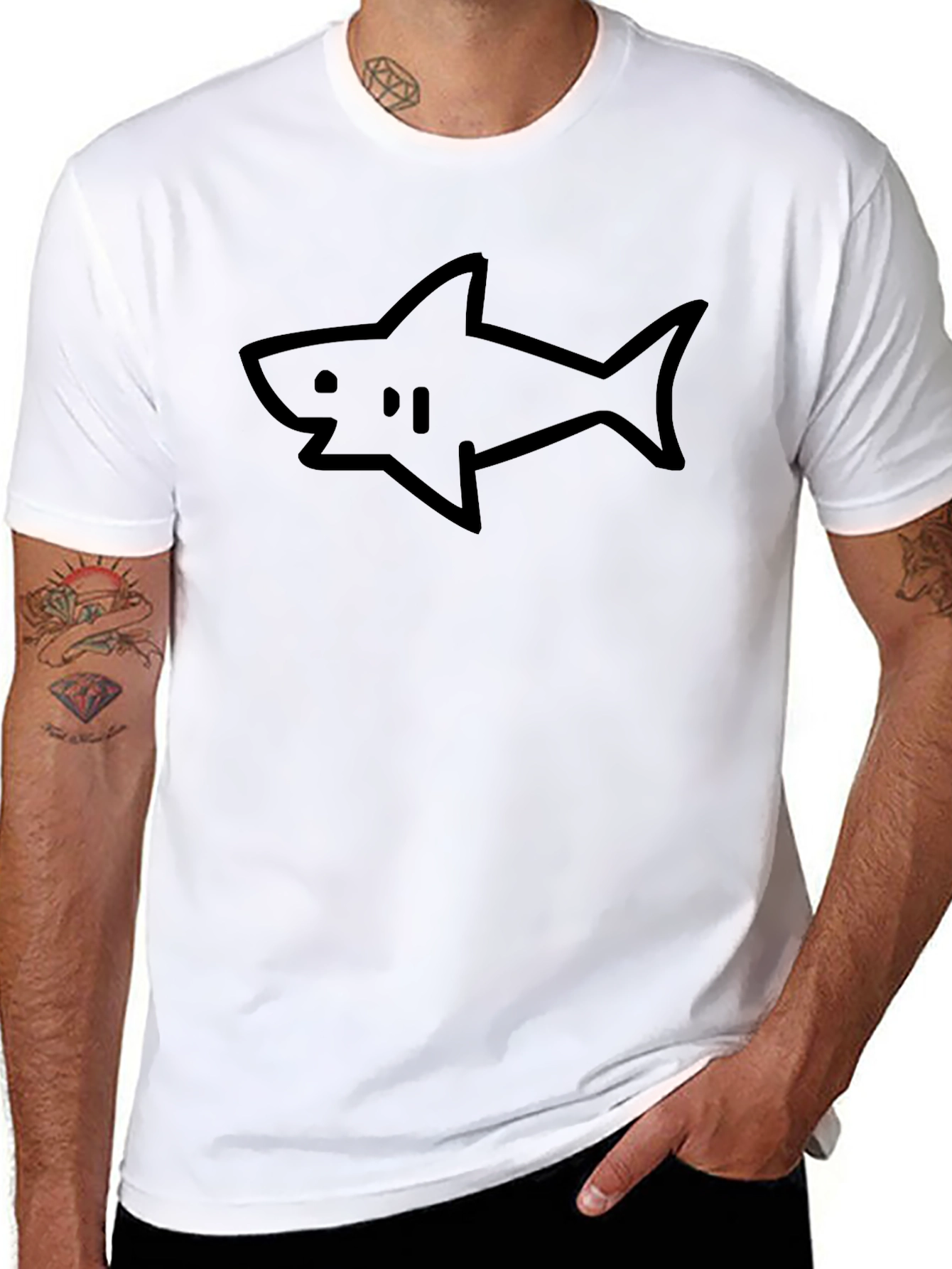 Shark Graphic Black Cotton Tee