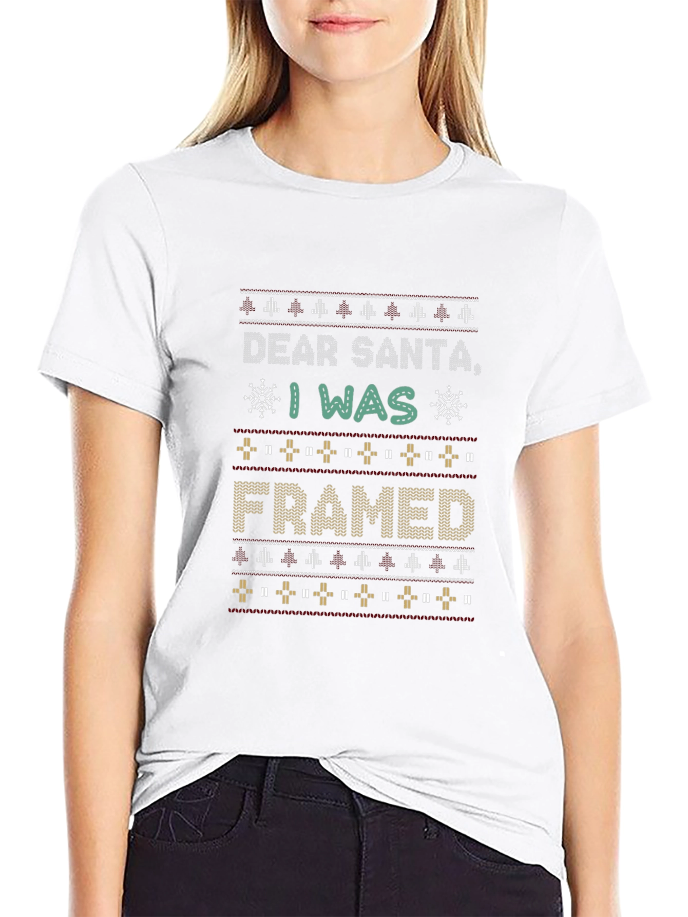 Dear Santa I Was Framed Ugly Christmas Sweater T-Shirt