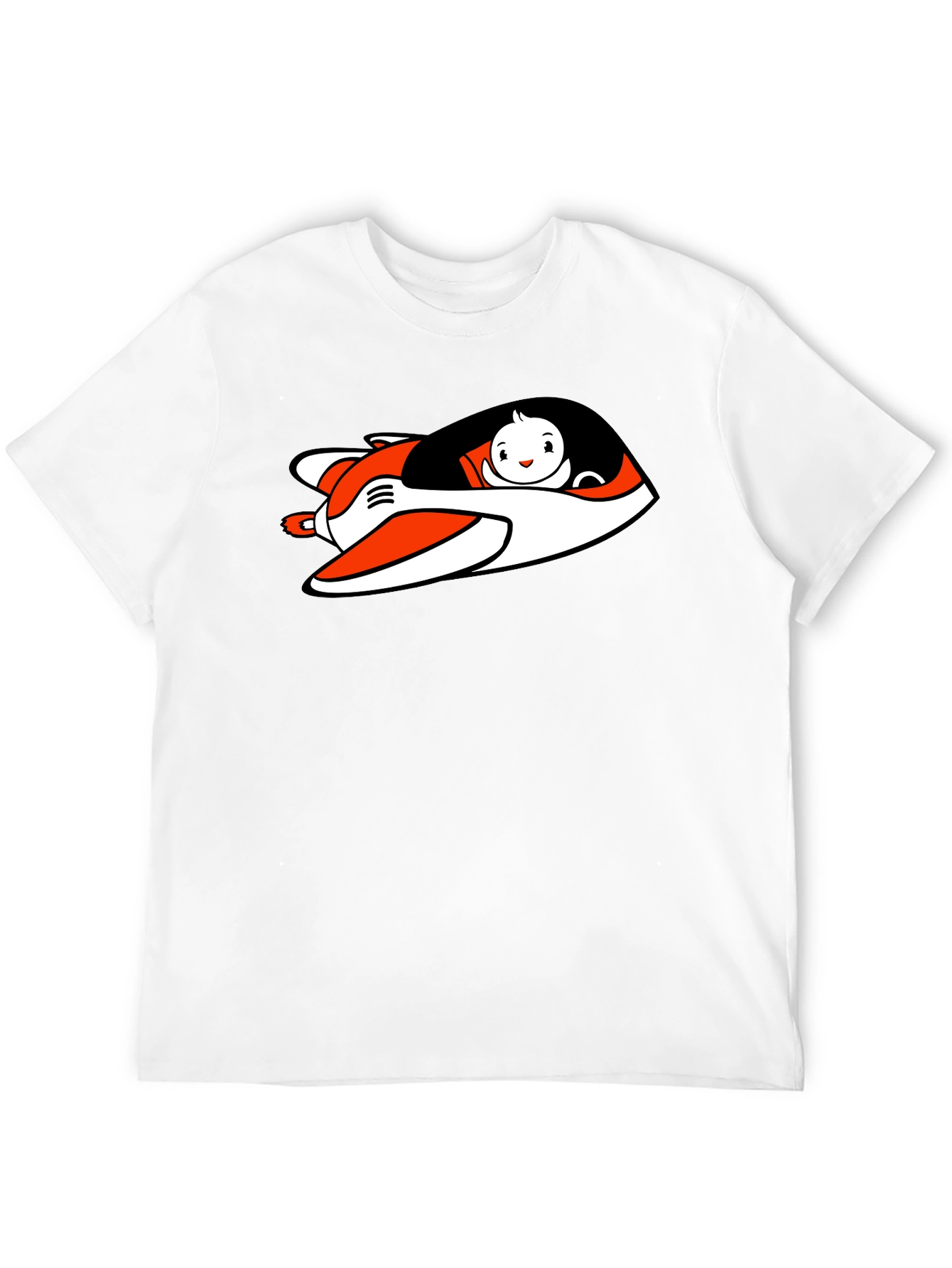 Cartoon Plane Graphic Tee - Black Cotton Blend