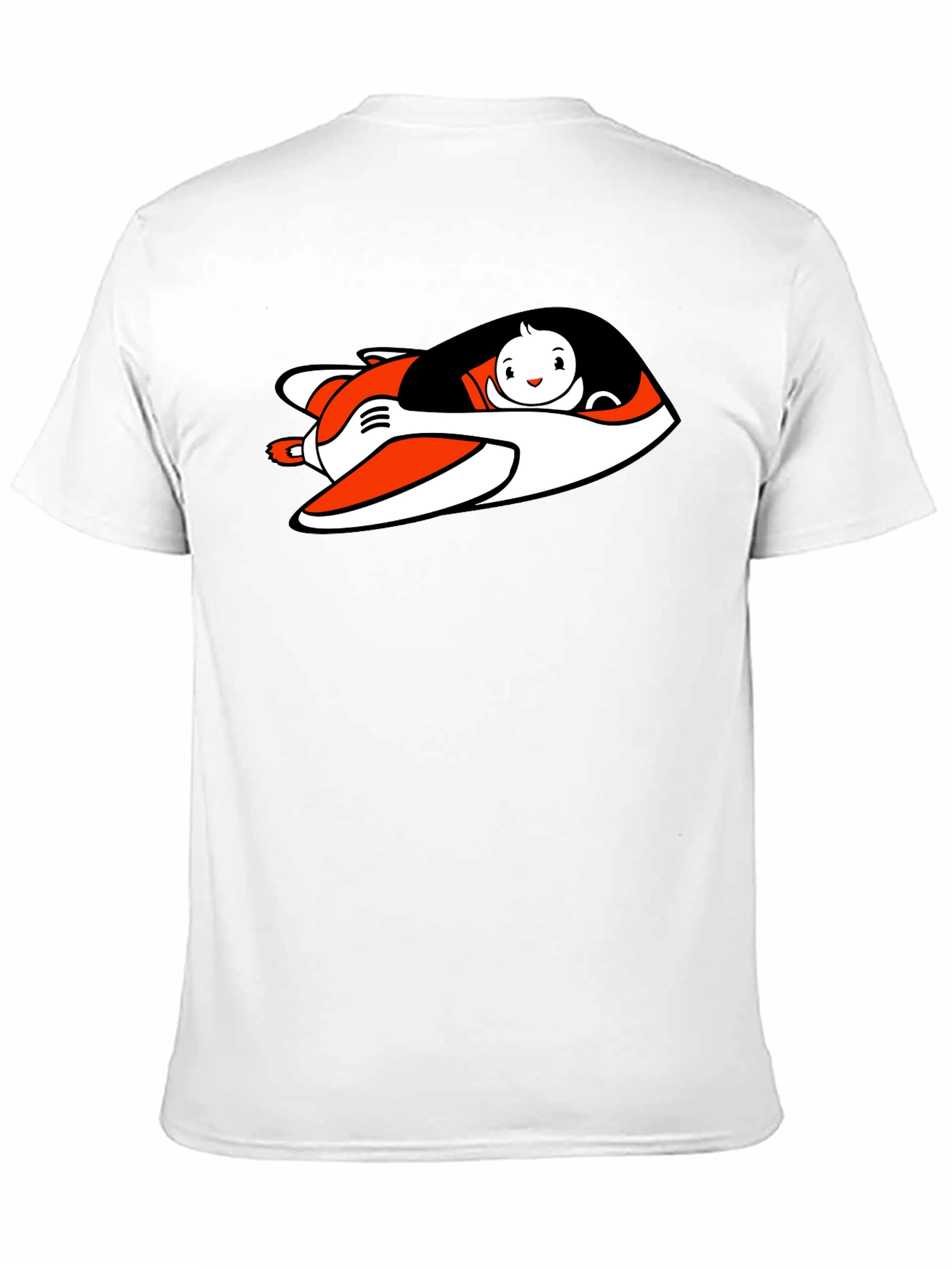 Cartoon Plane Graphic Tee - Black Cotton Blend