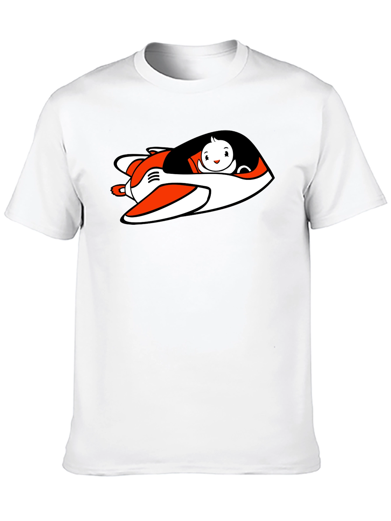 Cartoon Plane Graphic Tee - Black Cotton Blend