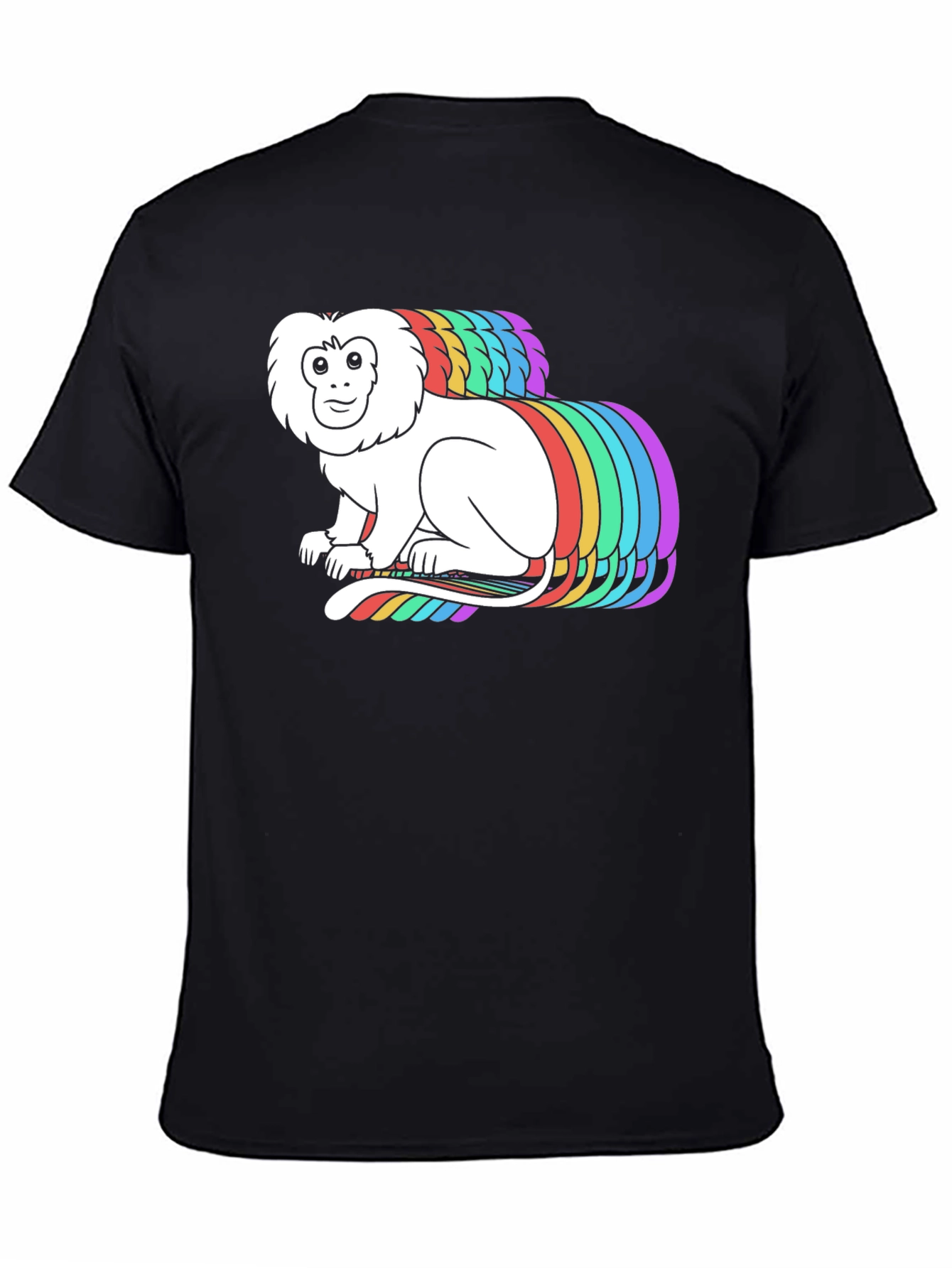 Rainbow Monkey Graphic Black T-Shirt