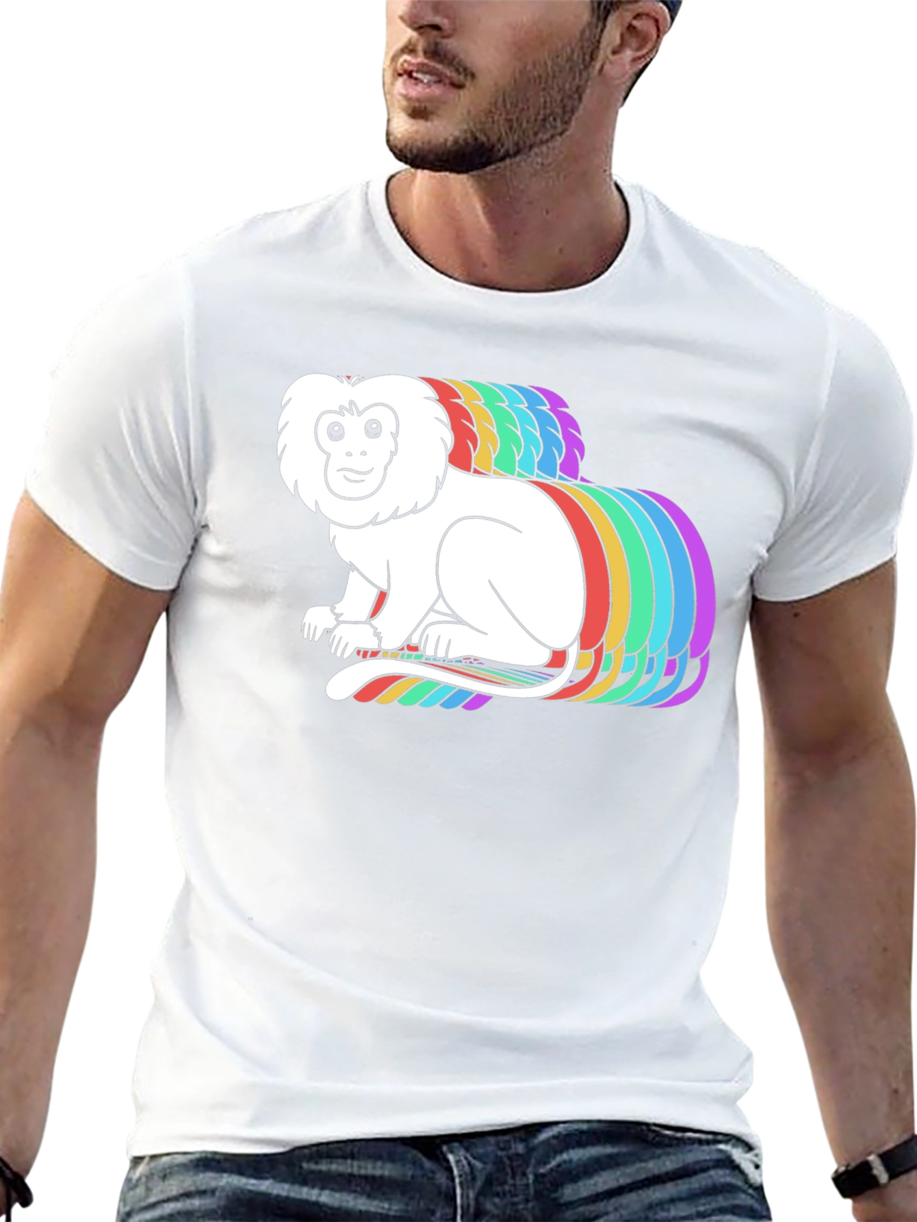Rainbow Monkey Graphic Black T-Shirt