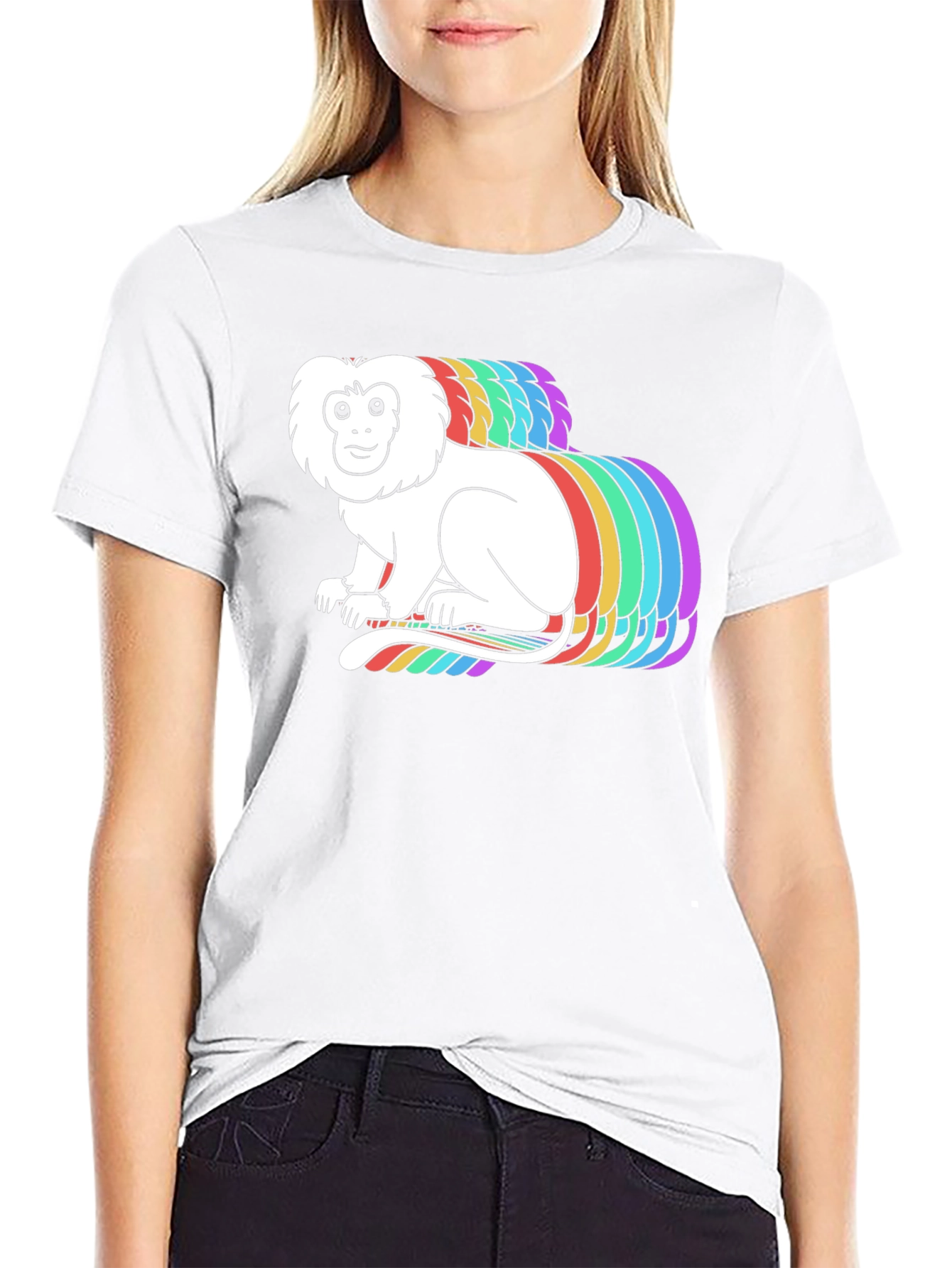 Rainbow Monkey Graphic Black T-Shirt