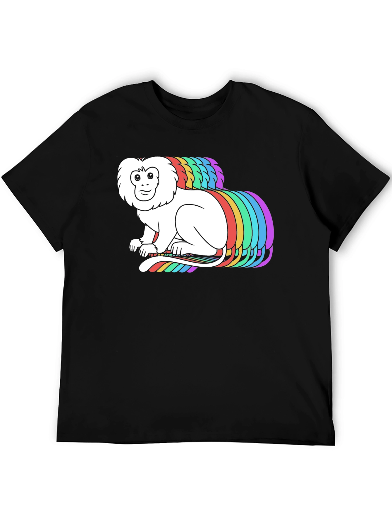 Rainbow Monkey Graphic Black T-Shirt