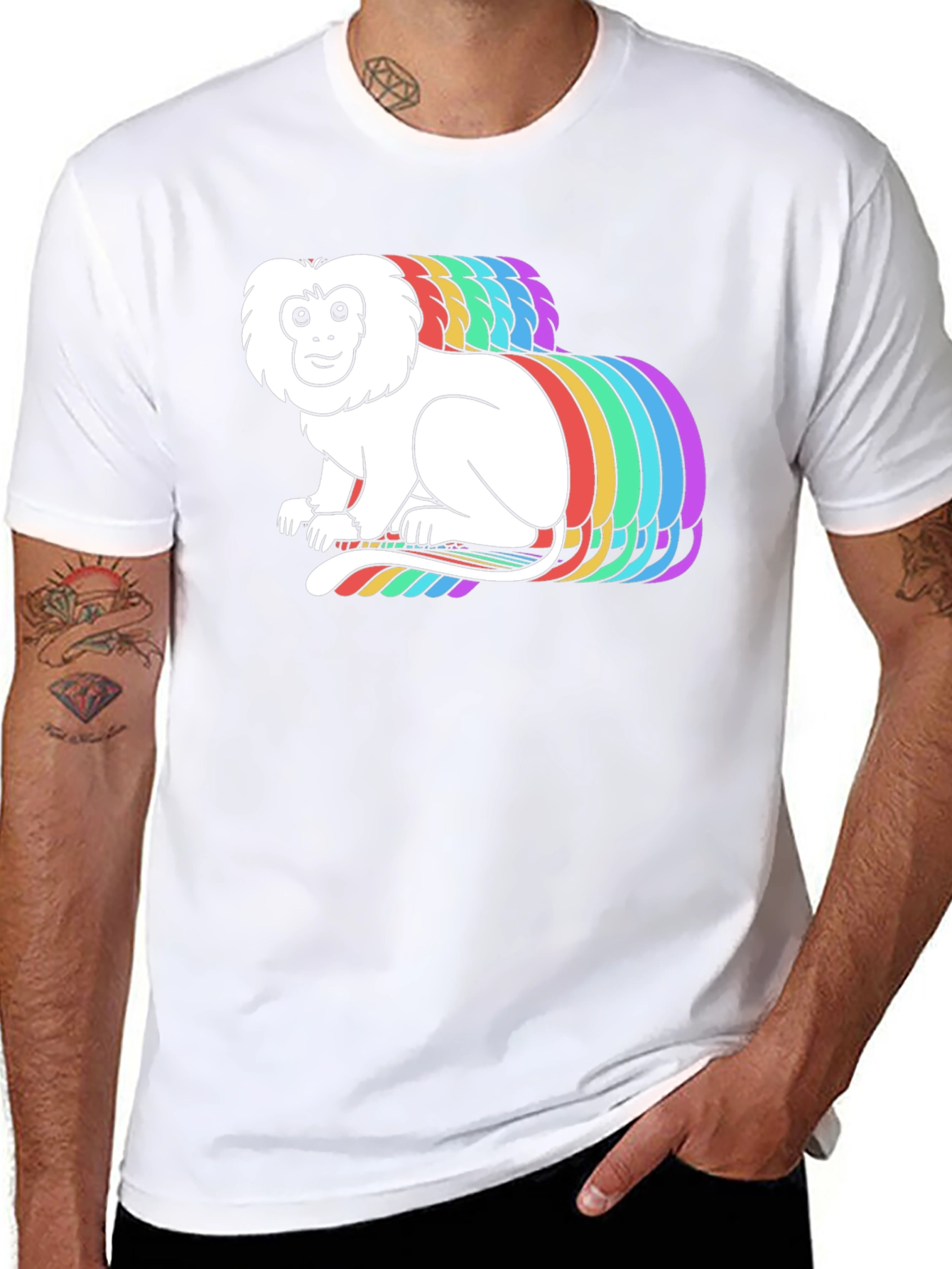 Rainbow Monkey Graphic Black T-Shirt