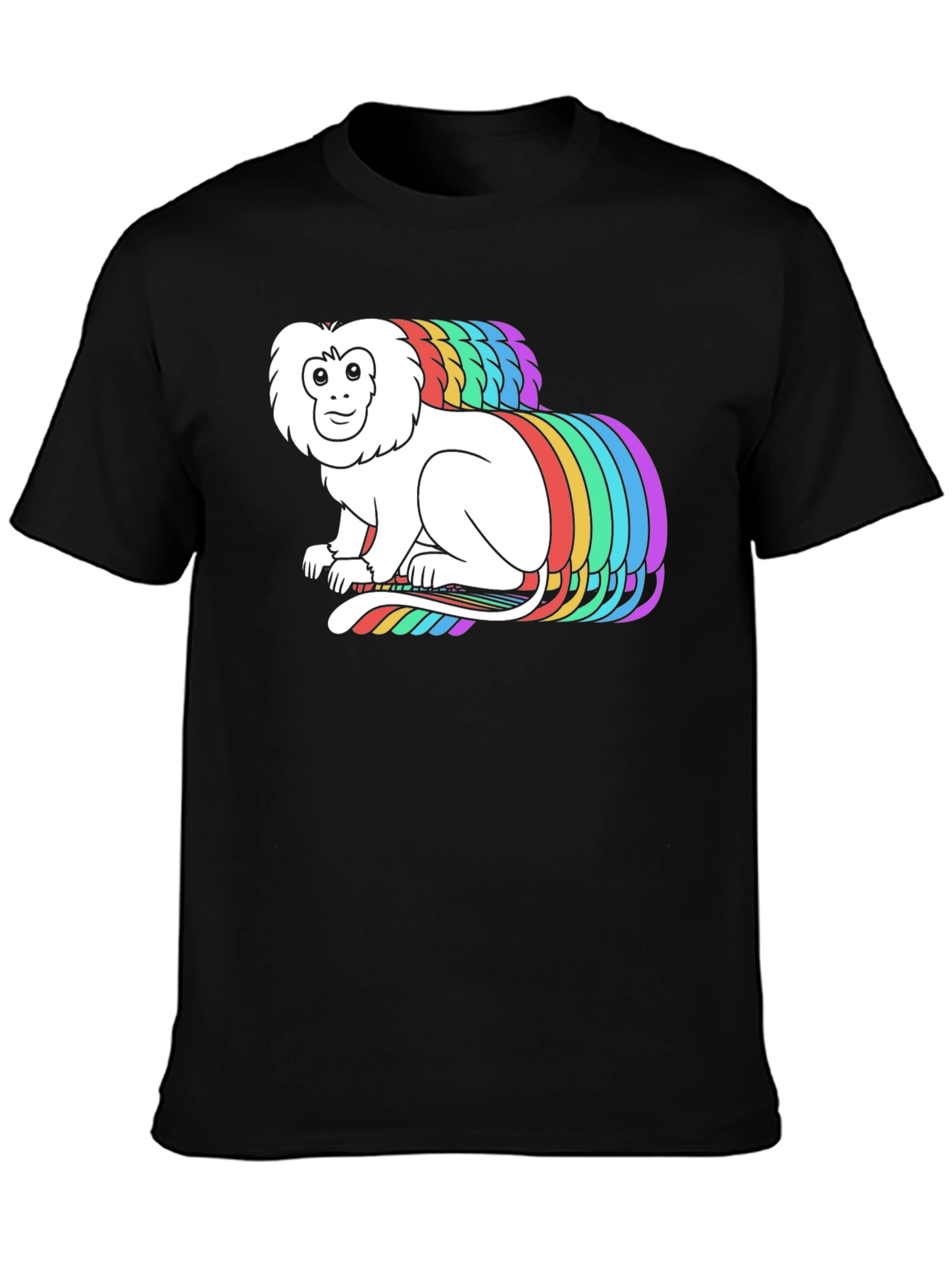 Rainbow Monkey Graphic Black T-Shirt