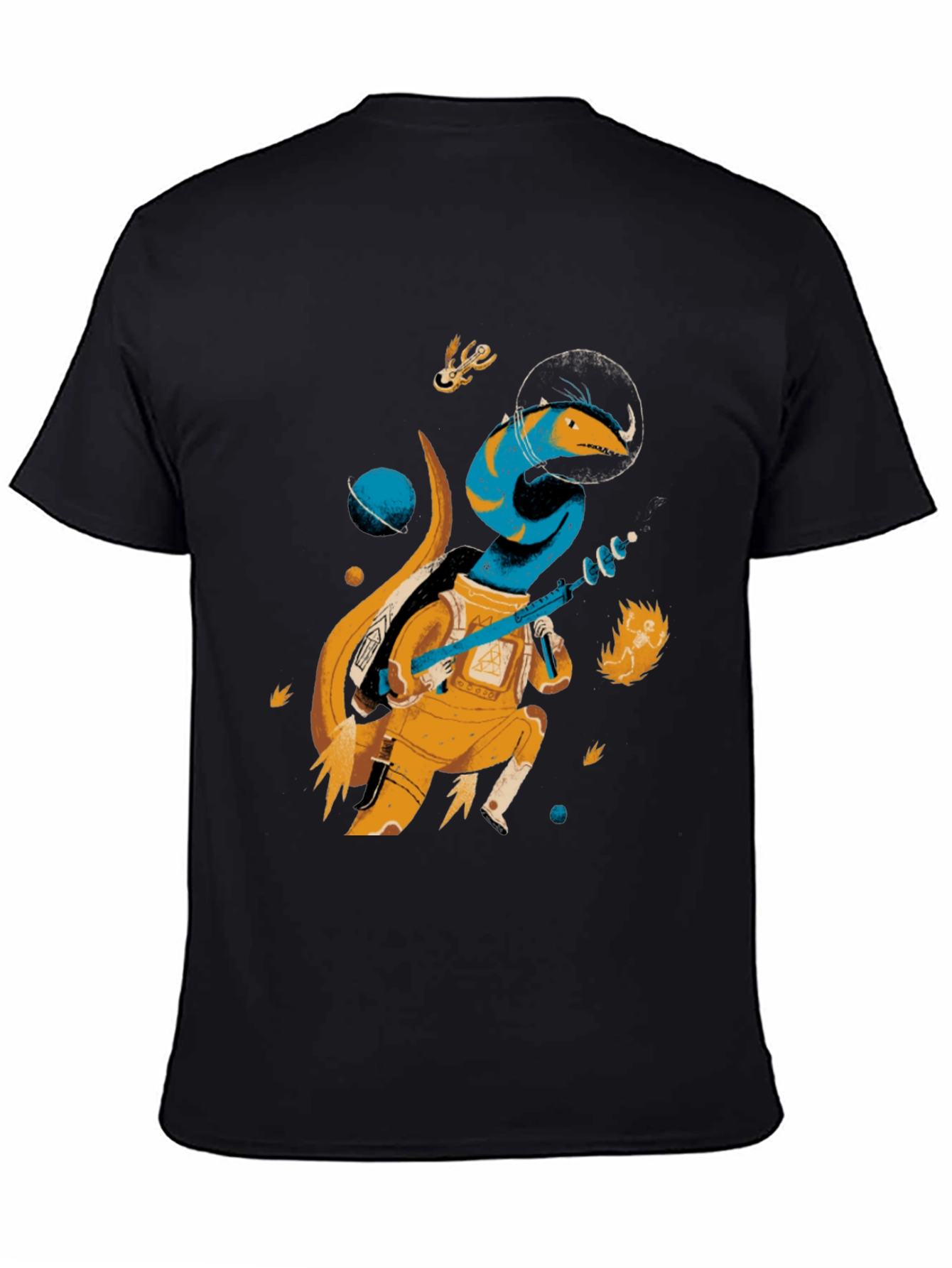 Space Lizard Graphic Tee - Black Cotton T-Shirt