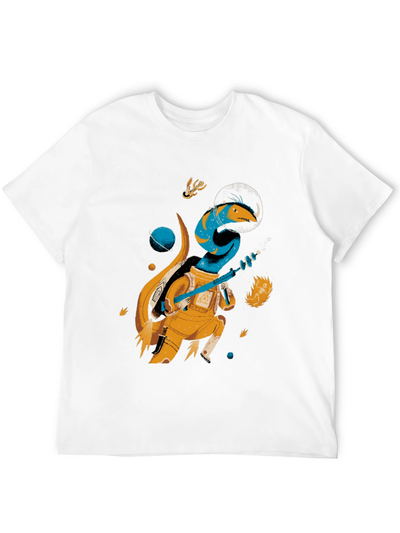 Space Lizard Graphic Tee - Black Cotton T-Shirt