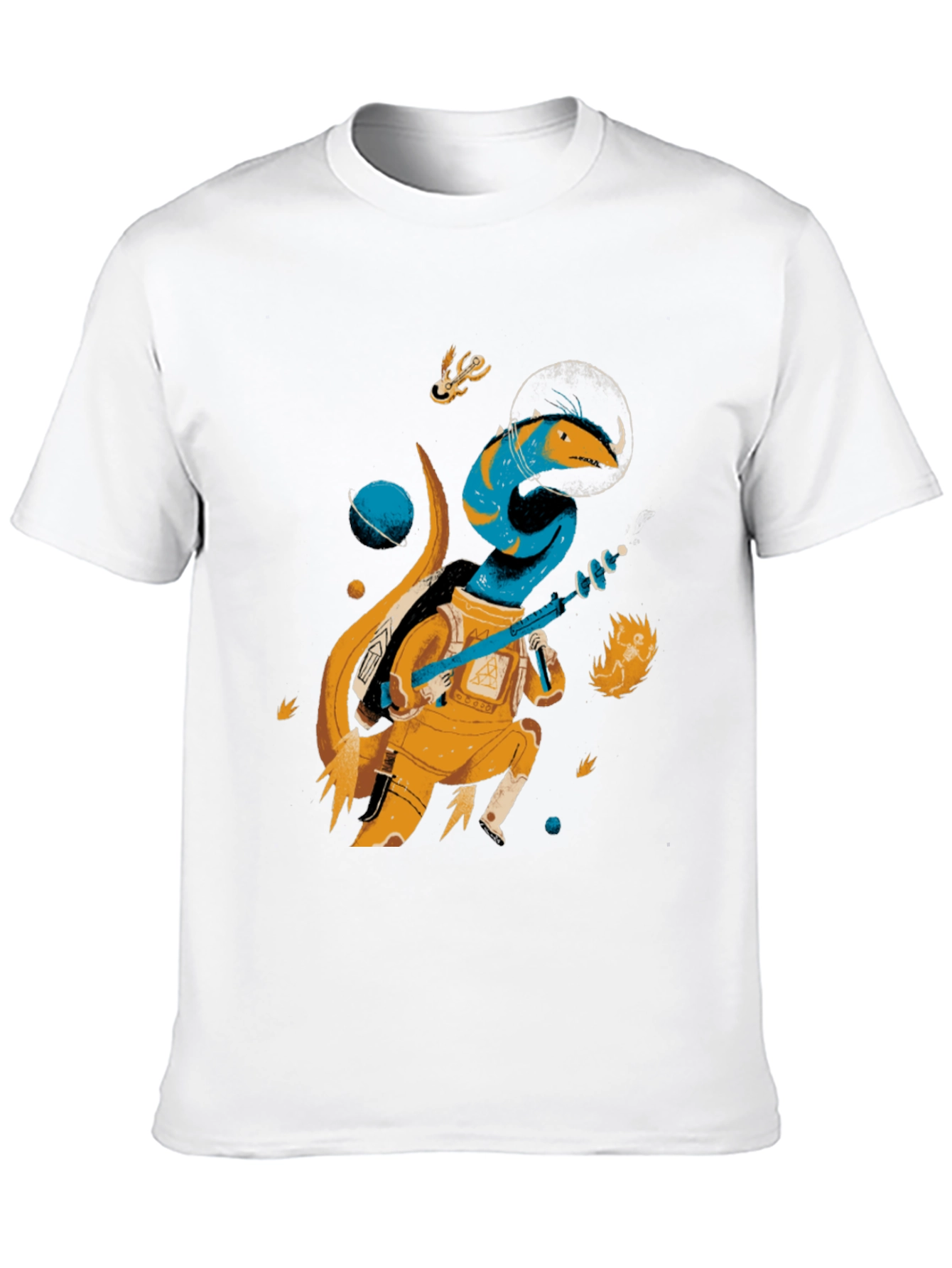 Space Lizard Graphic Tee - Black Cotton T-Shirt