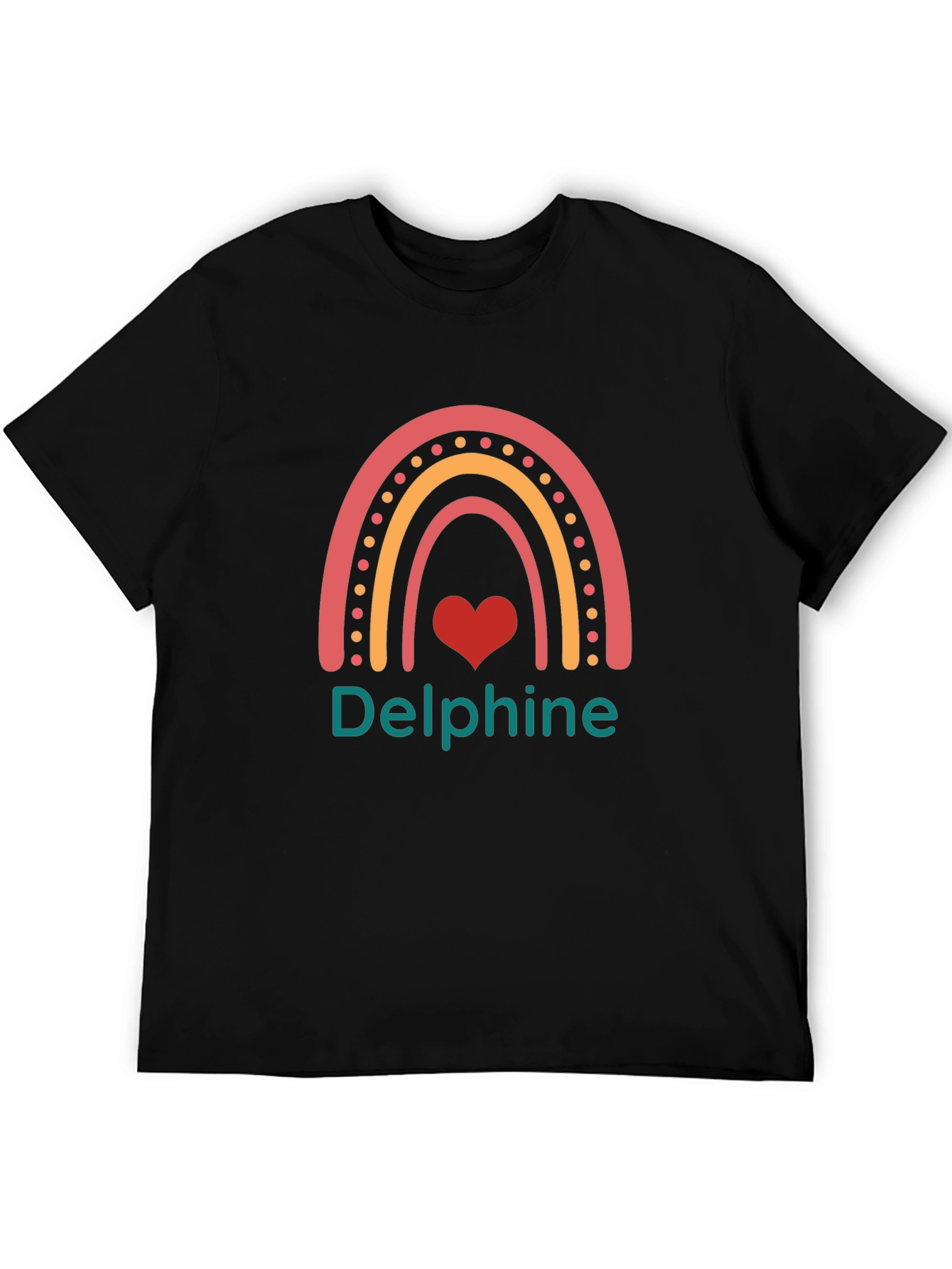 Delphine Rainbow Heart Tee - Custom Name T-Shirt