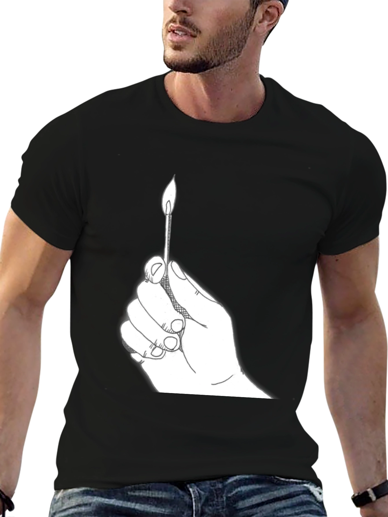 Burning Match Graphic Tee - Classic Black T-Shirt