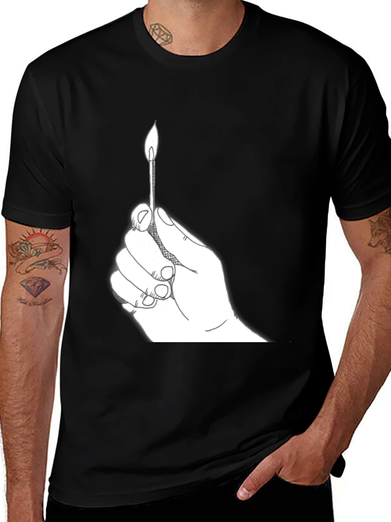 Burning Match Graphic Tee - Classic Black T-Shirt