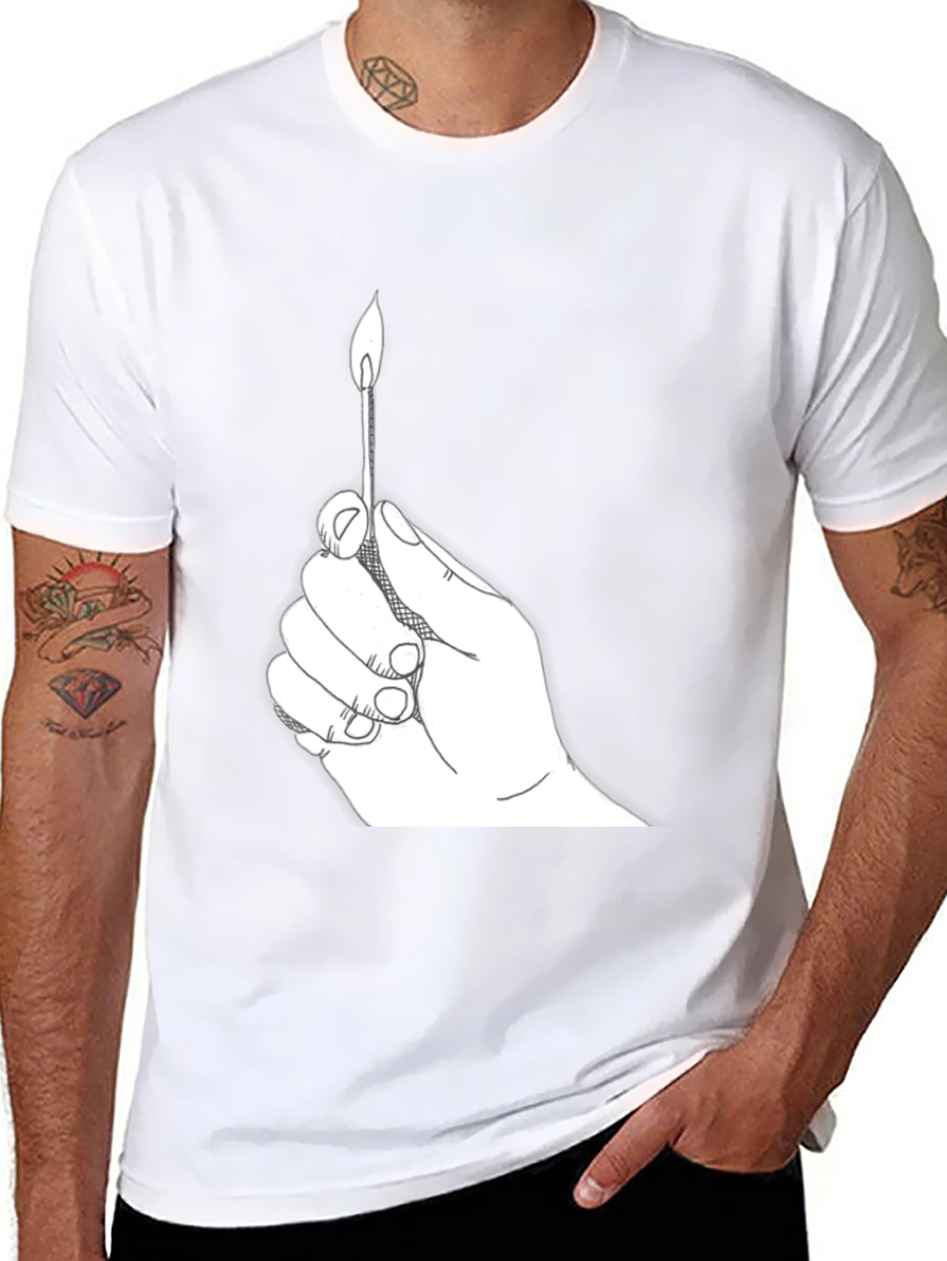 Burning Match Graphic Tee - Classic Black T-Shirt