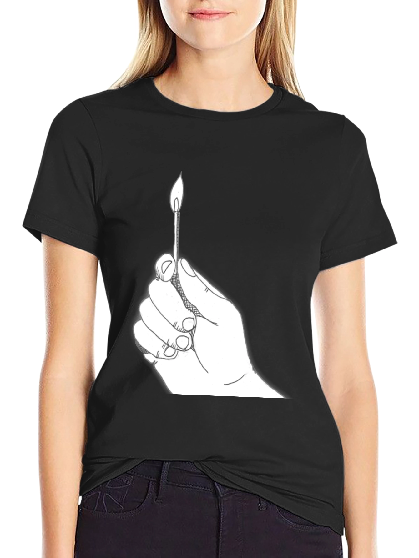 Burning Match Graphic Tee - Classic Black T-Shirt