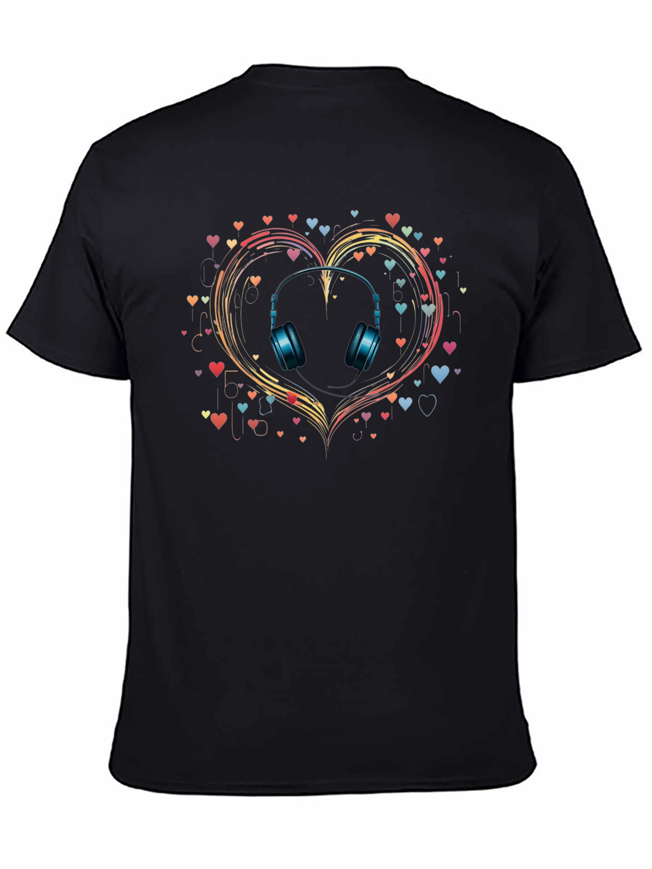 Music Lover T-Shirt: Headphones in Heart Design