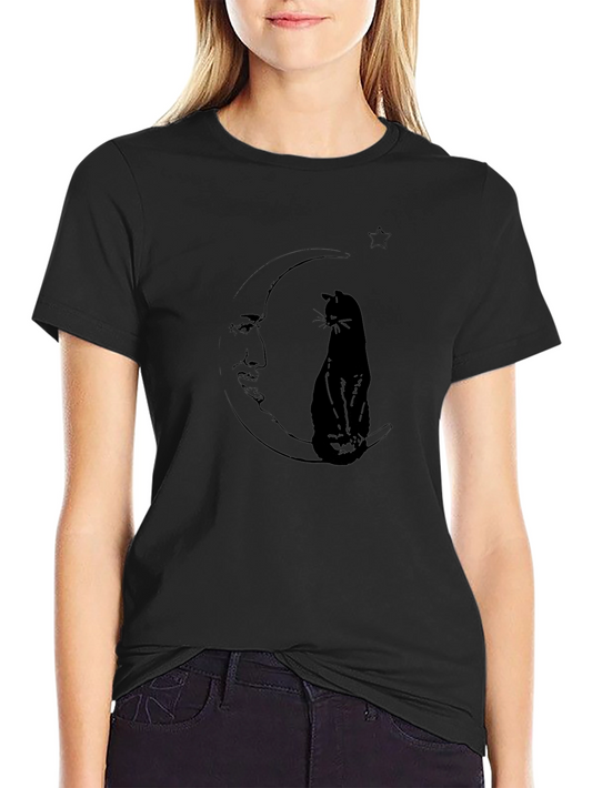 Black Cat Moon T-Shirt - Celestial Graphic Tee