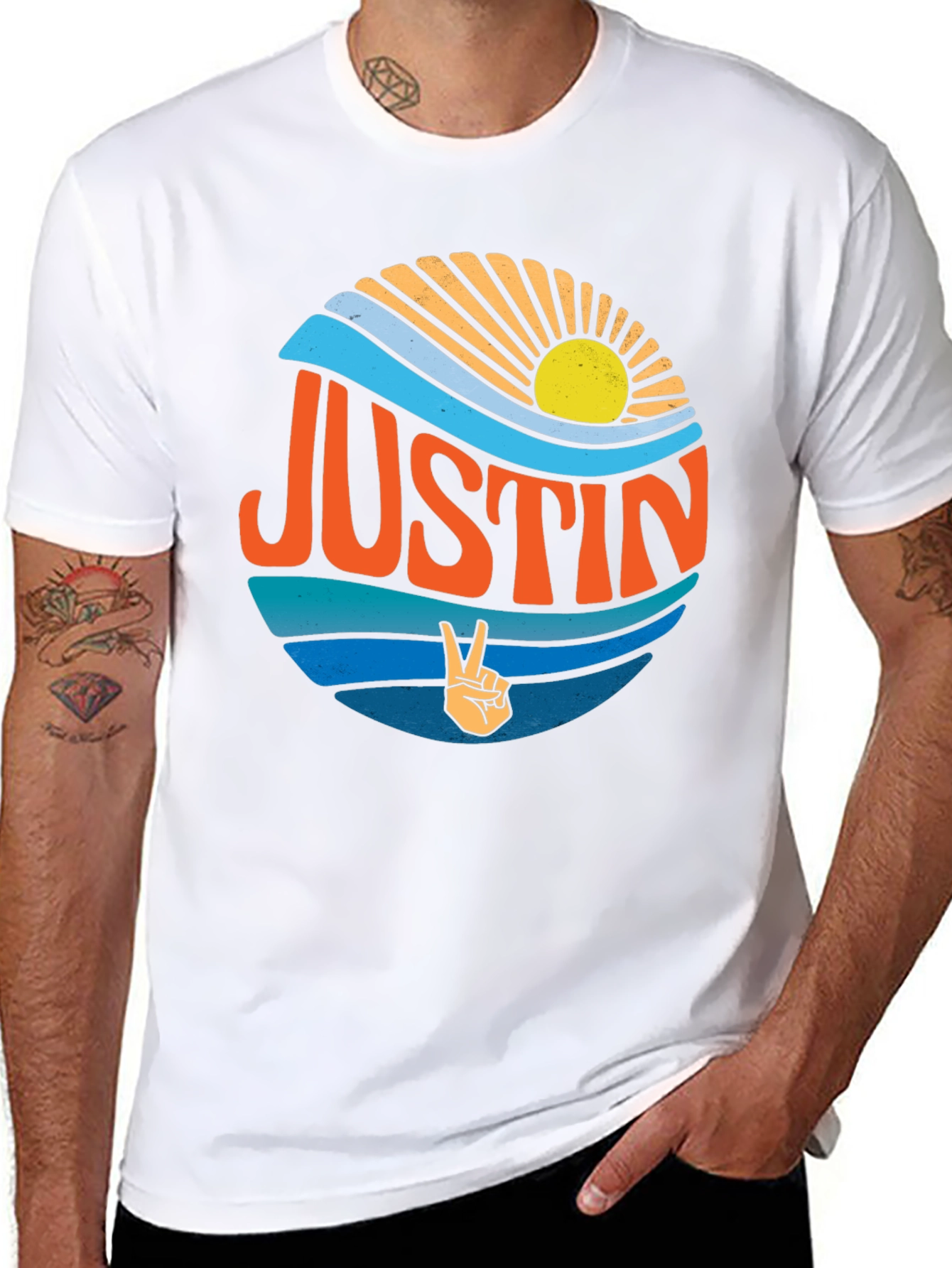 Retro Justin Peace Sign T-Shirt