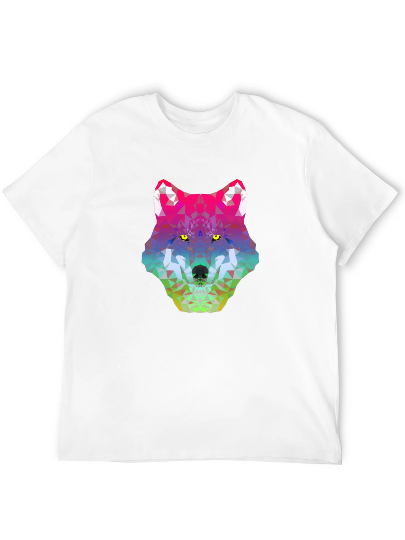 Geometric Wolf Head Graphic Tee - Black