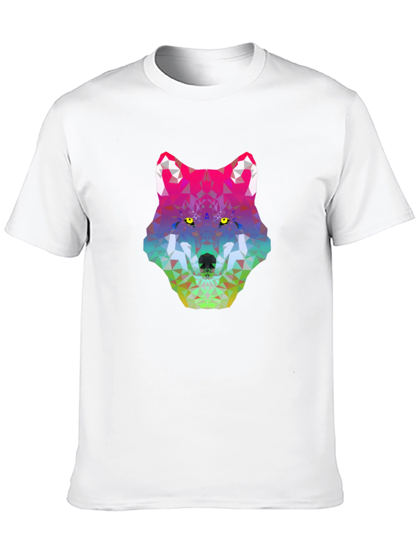Geometric Wolf Head Graphic Tee - Black