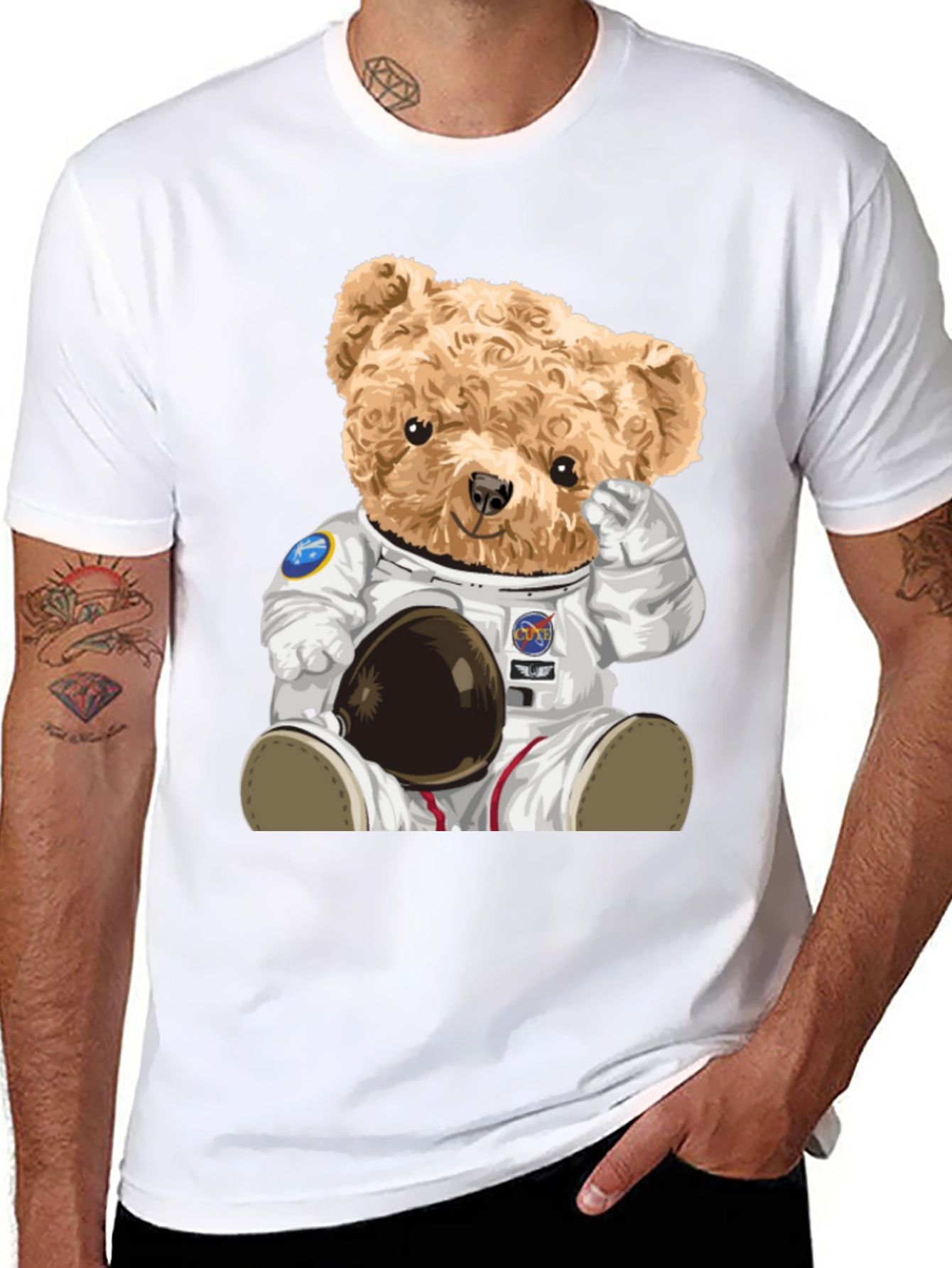 Astronaut Teddy Bear Graphic T-Shirt