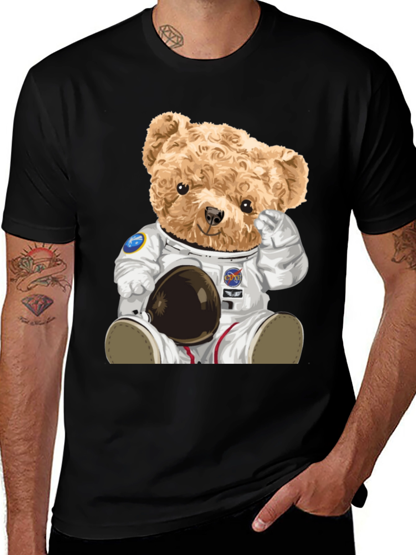 Astronaut Teddy Bear Graphic T-Shirt