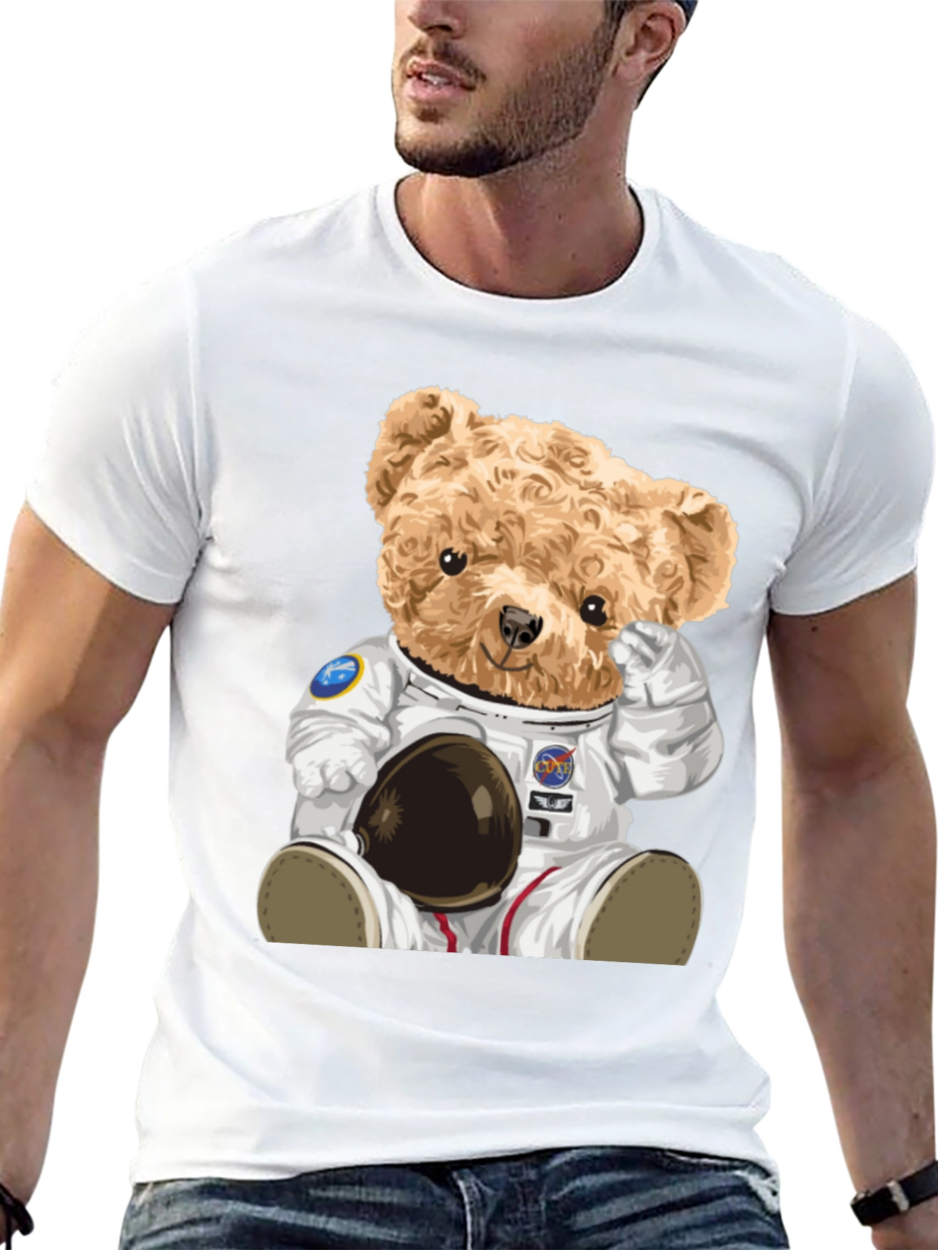 Astronaut Teddy Bear Graphic T-Shirt