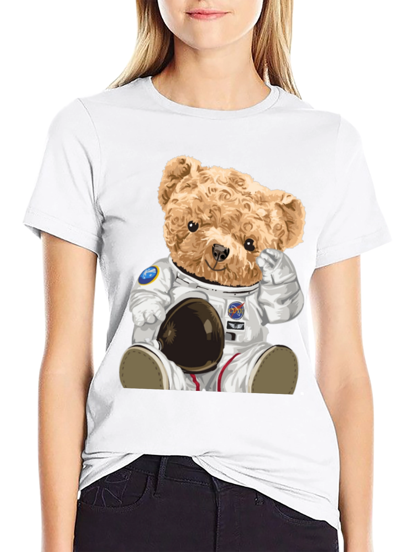 Astronaut Teddy Bear Graphic T-Shirt