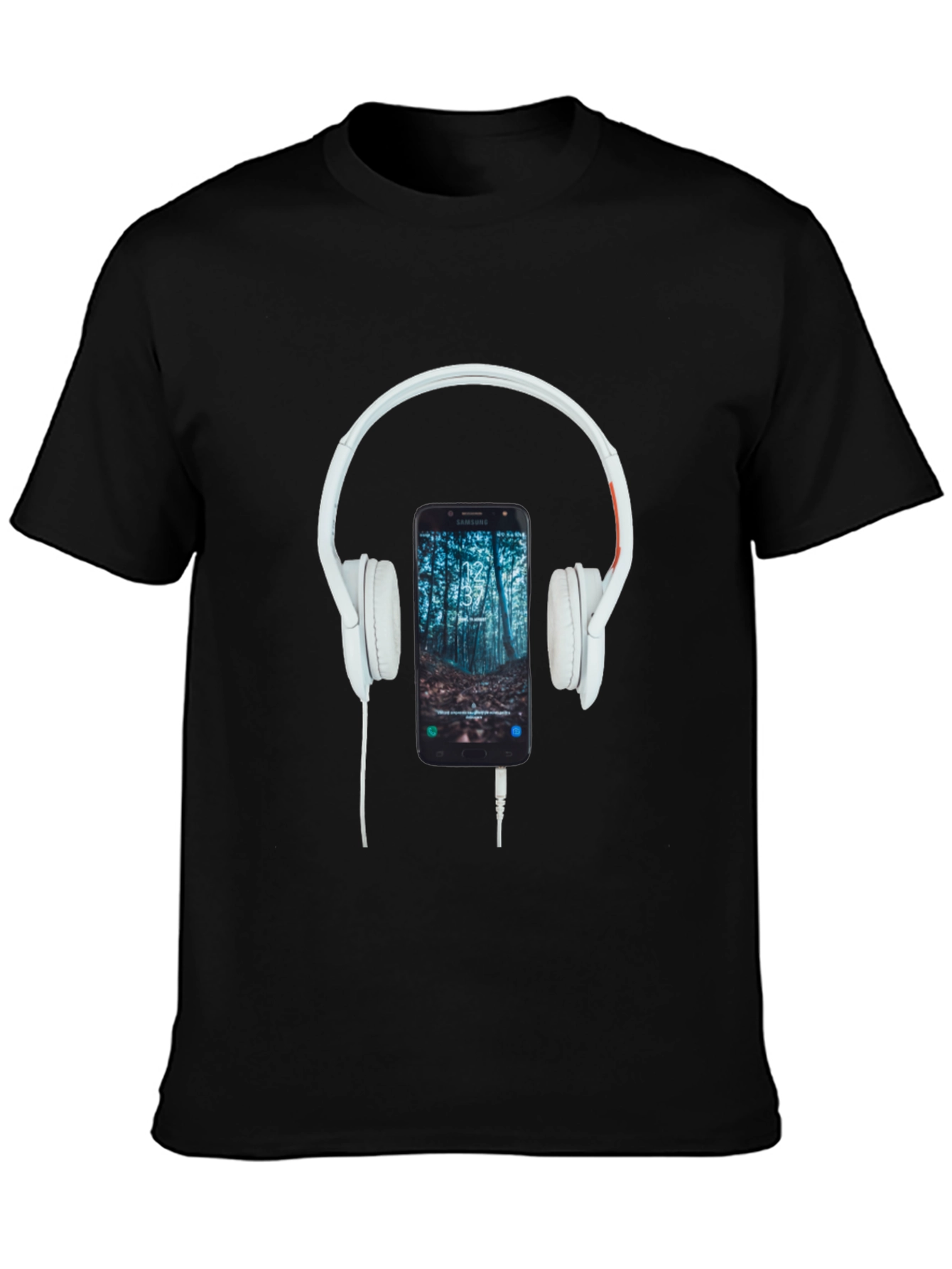 Headphone & Phone Graphic T-Shirt - Music Lover Tee
