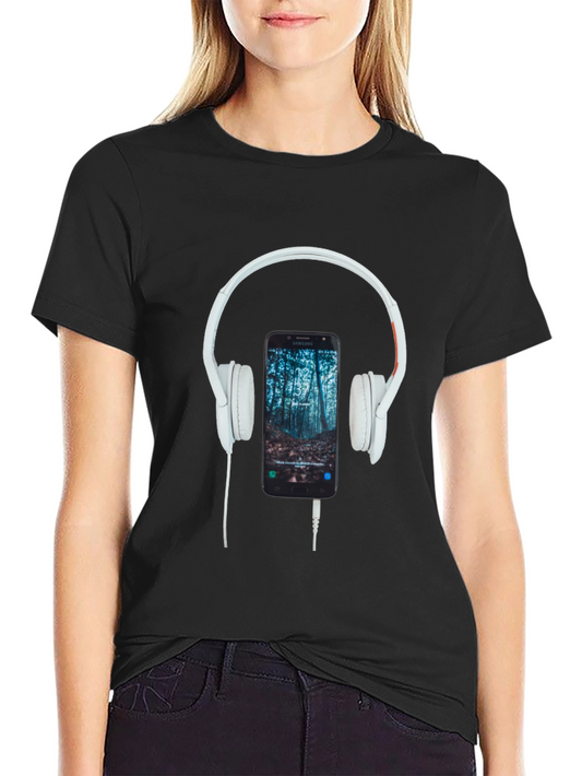 Headphone & Phone Graphic T-Shirt - Music Lover Tee