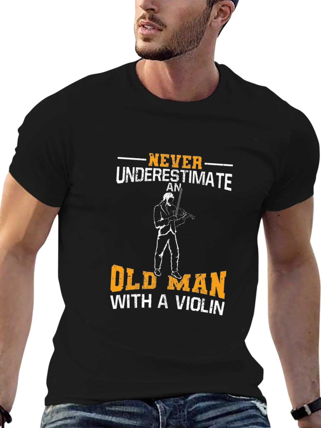 Never Underestimate Old Man Violinist T-Shirt