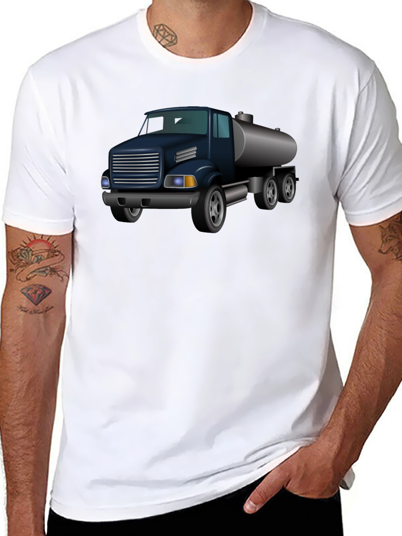 Truck Graphic T-Shirt - Black Crew Neck Tee