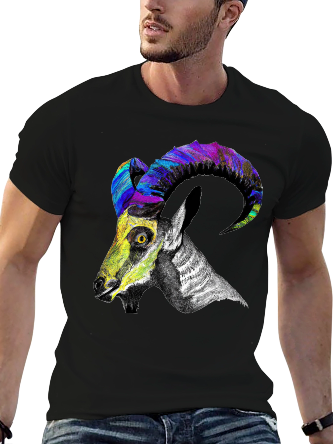 Cool Goat Graphic Tee - Mens Black T-Shirt
