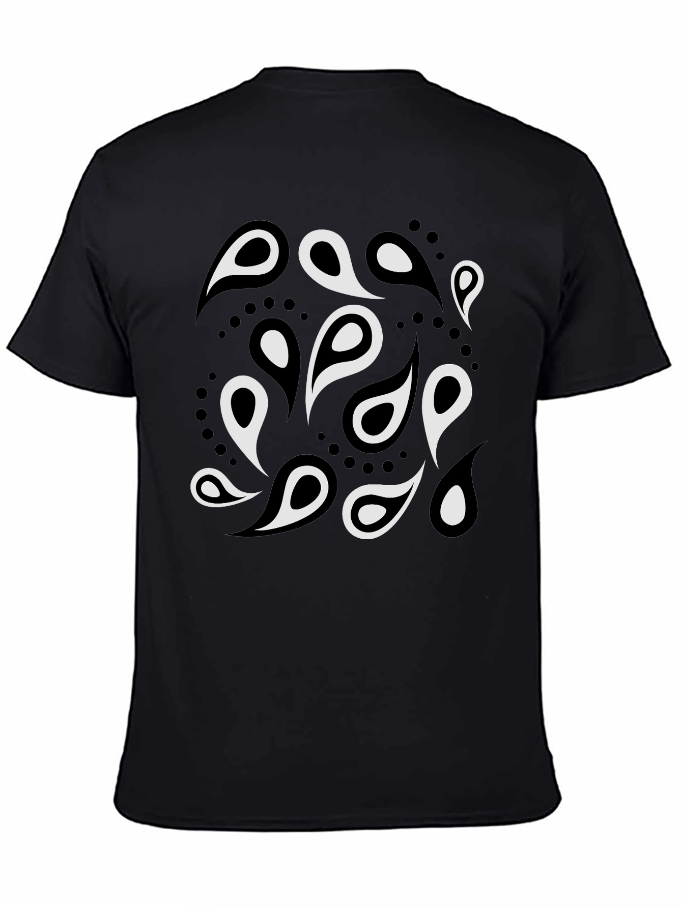 Paisley Print Mens Black T-Shirt